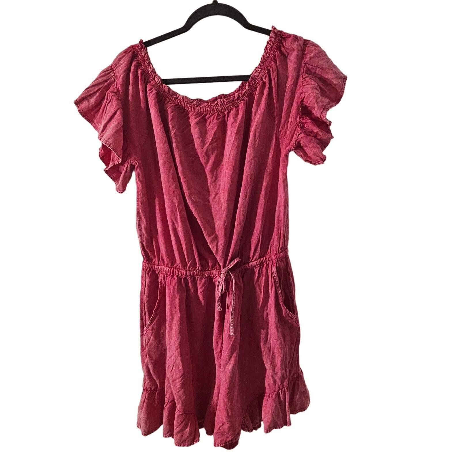 Designer Jodifl Pink Off The Shoulder Romper with Pockets Size M Size 32" / US 10 / IT 46 - 1 Thumbnail
