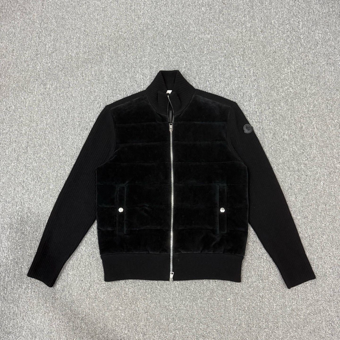 Moncler Moncler Black Velvet Knit Stand Collar Jacket Size S / US 4 / IT 40 - 1 Thumbnail