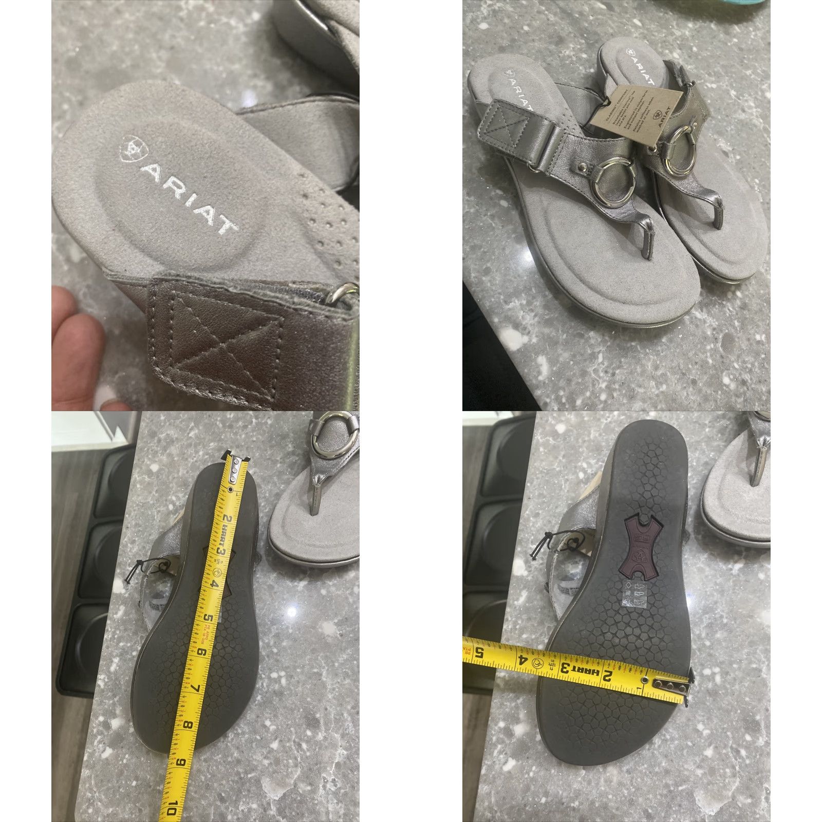 Ariat Ariat Thong Sandals Silver Leather 10017469 Ring Accent adj Strap Size 6.5B NEW Size US 7 / IT 37 - 9 Thumbnail