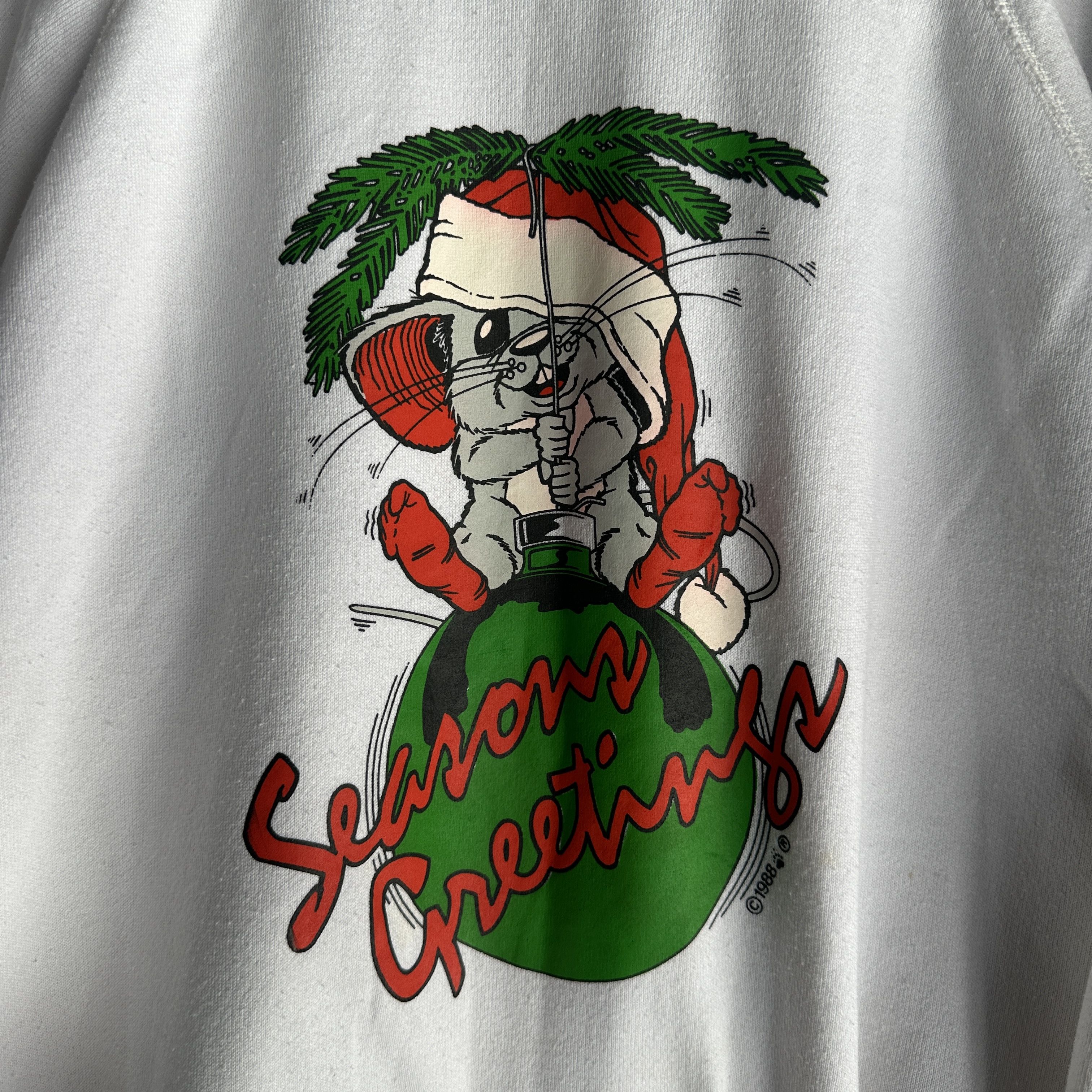 Other Vtg Christmas Sweatshirt Seasons Greetings Mouse Ornament 80 Size US XL / EU 56 / 4 - 3 Thumbnail