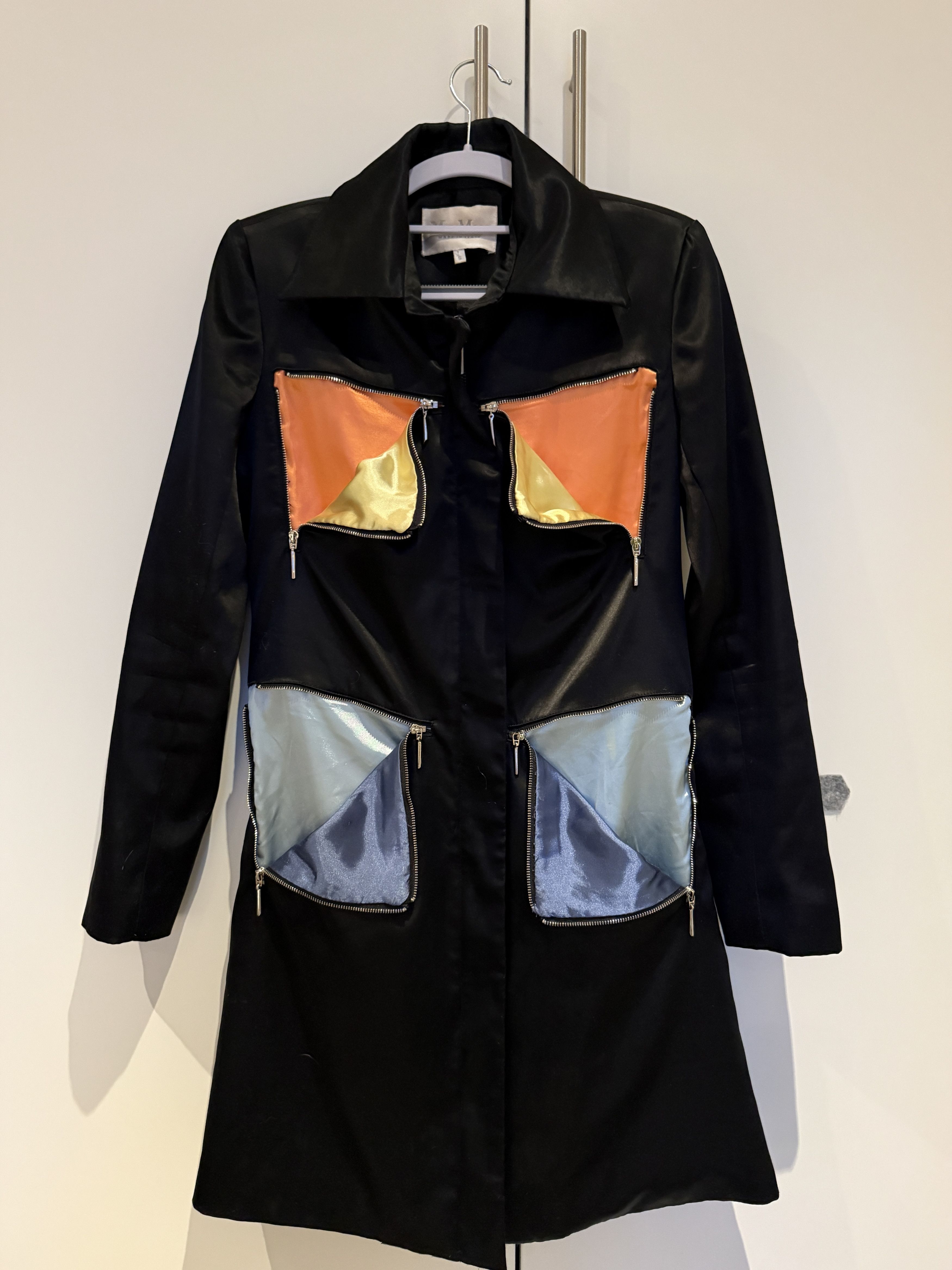 Max Mara Max Mara Rare Statement Coat Black Colour Block Zip Pockets Size S / US 4 / IT 40 - 4 Thumbnail