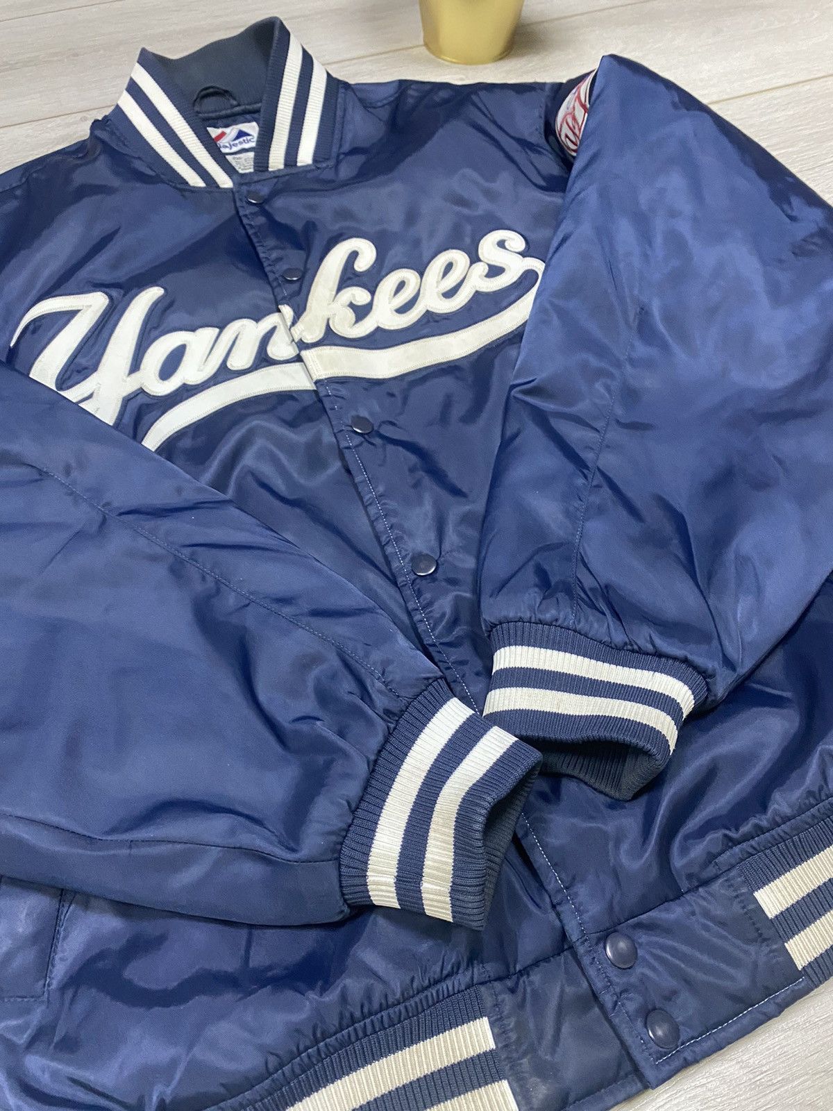 MLB Majestic Yankees vintage baseball bomber varsity buttons Size US XXL / EU 58 / 5 - 8 Thumbnail