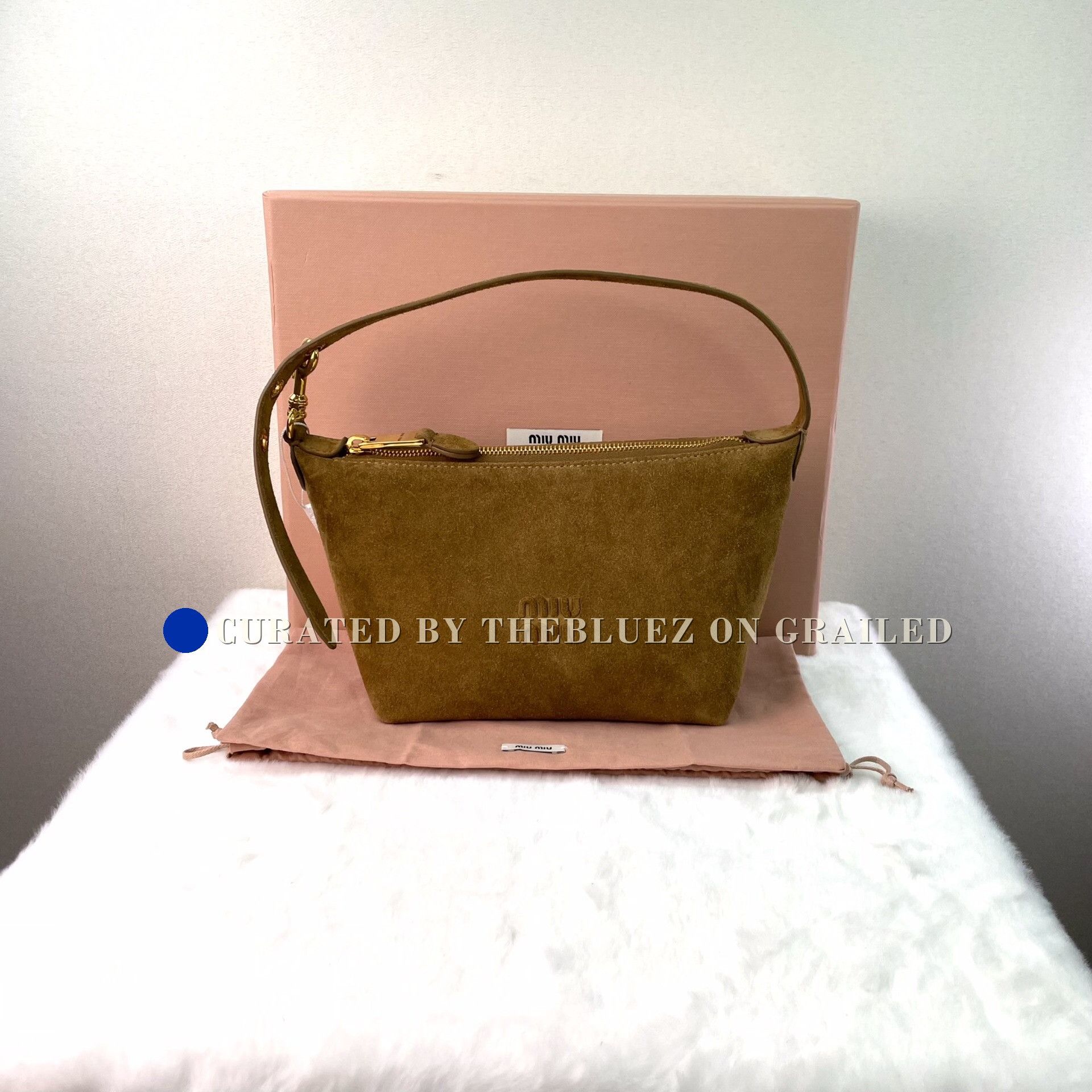 Miu Miu Miu Miu Olive Suede Mini Shoulder Bag Size ONE SIZE - 1 Thumbnail