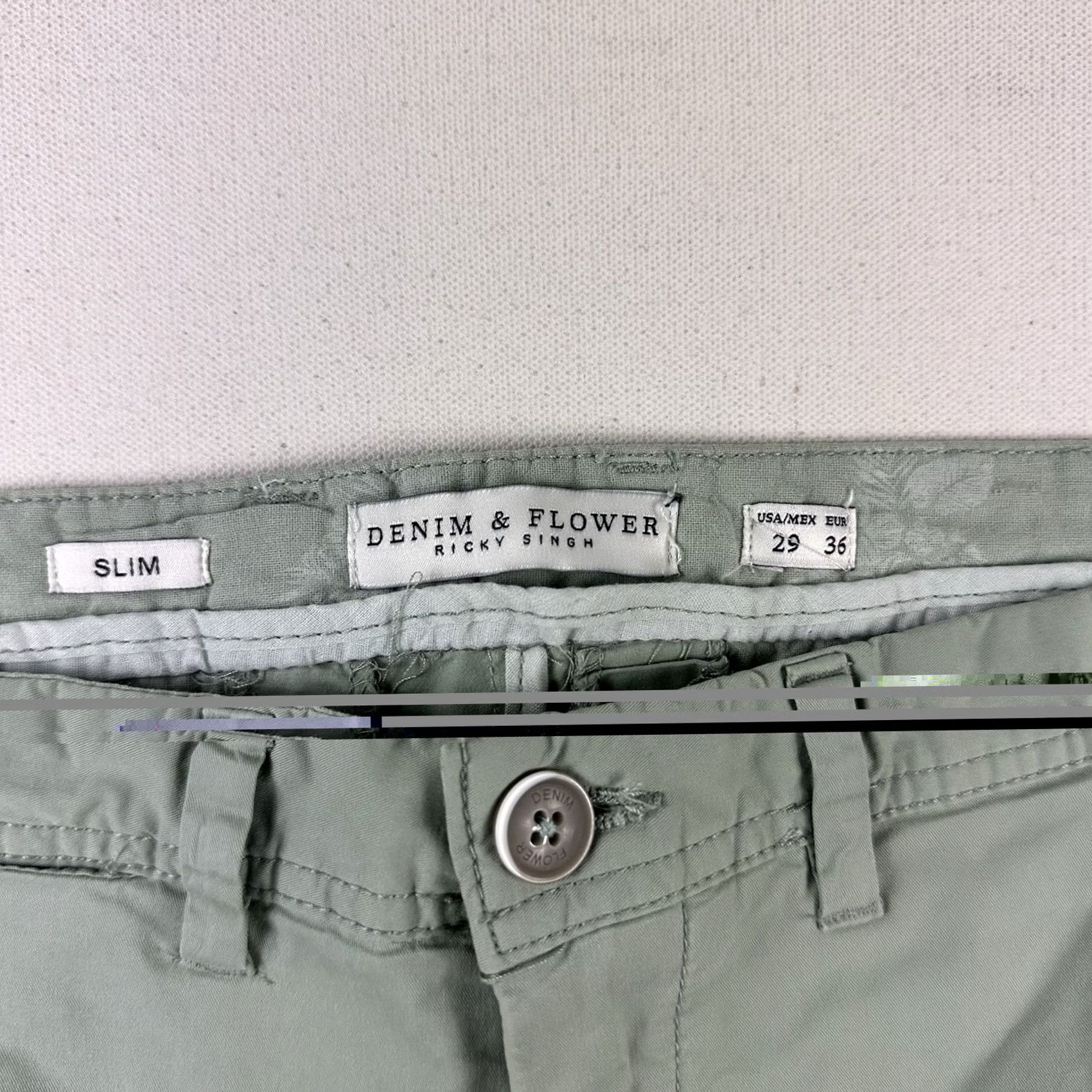 Denime Denim & Flower Ricky Singh Light Green Slim Chino Pants Mens 29 Size US 29 - 8 Thumbnail