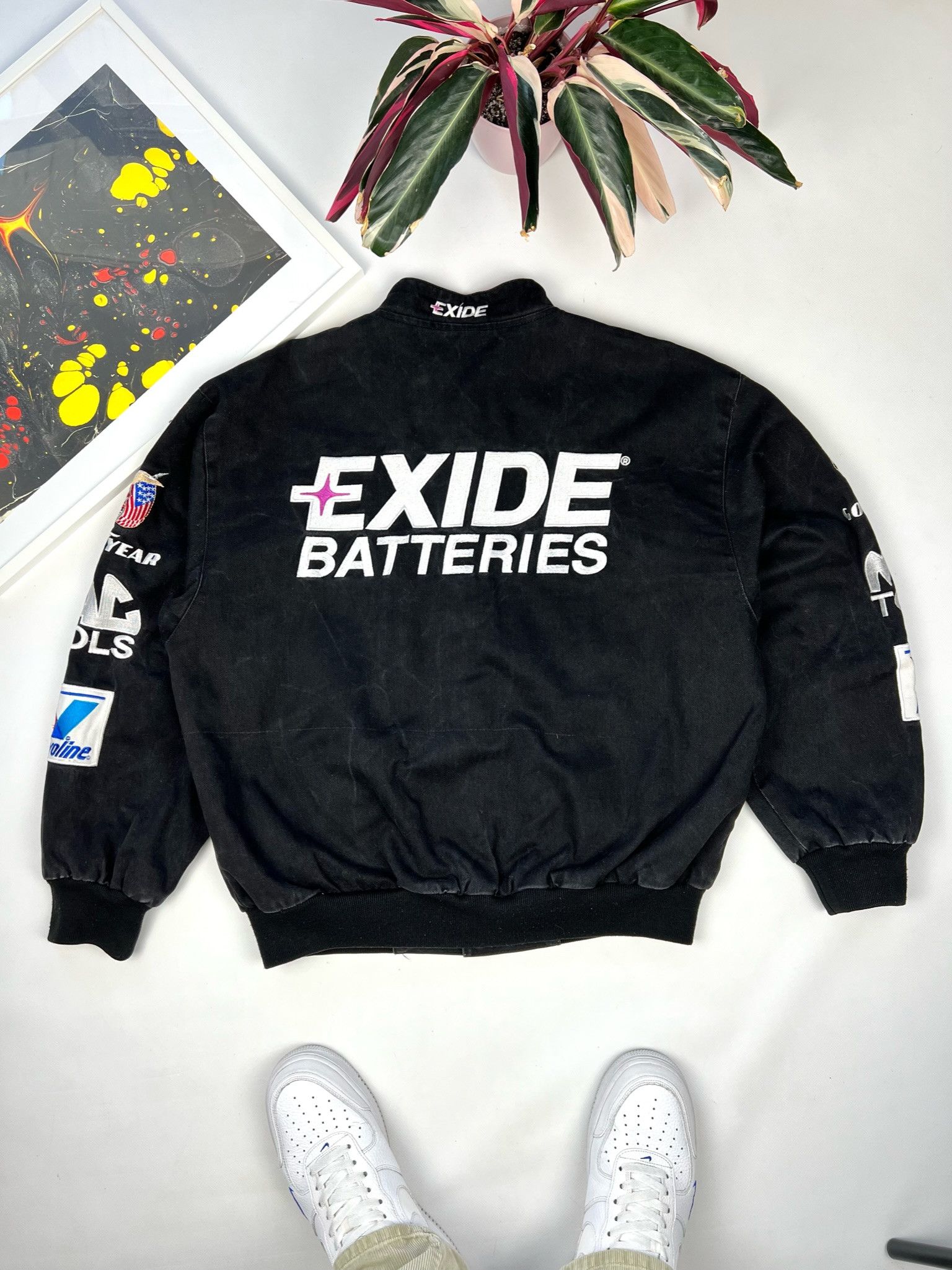 Vintage Chase Authentics Exide Batteries Jeff Burton Nascar Jacket Size store XL