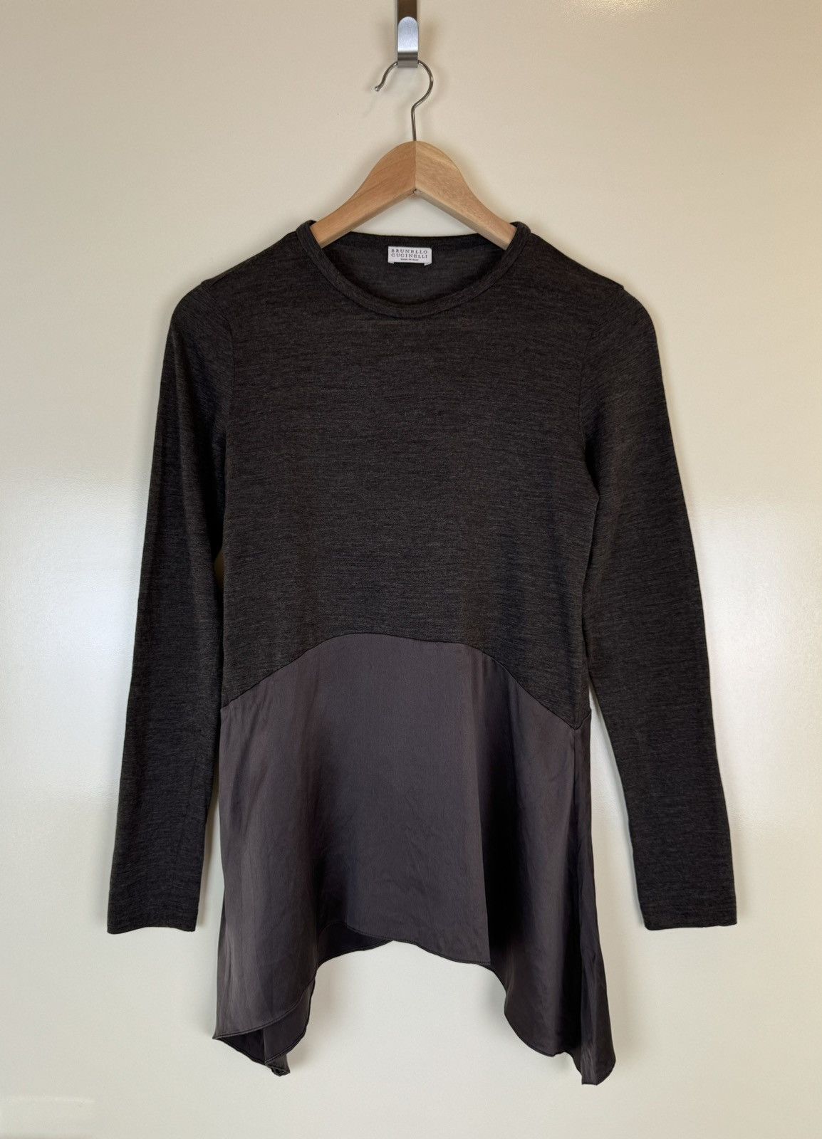Brunello Cucinelli Brunello Cucinelli wool silk long sleeve top sweater brown S Size S / US 4 / IT 40 - 1 Thumbnail