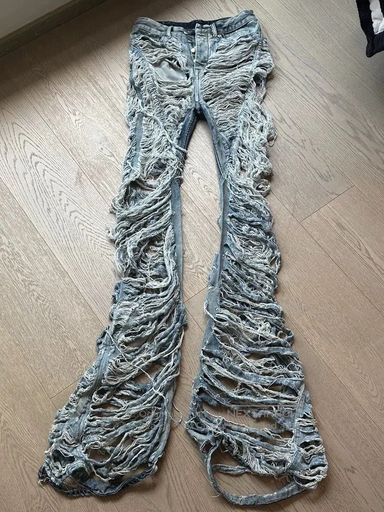Rick Owens Rick Owens 23FW Distressed Denim Pants. Size US 29 - 1 Thumbnail