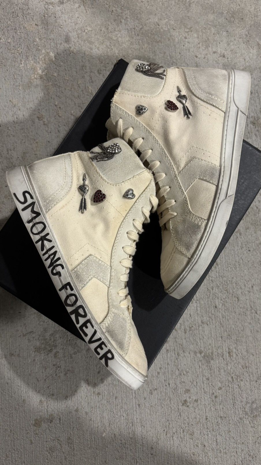 Saint Laurent Paris Saint Laurent Paris “Smoking Forever” High Top Sneaker Size US 11 / EU 44 - 5 Thumbnail