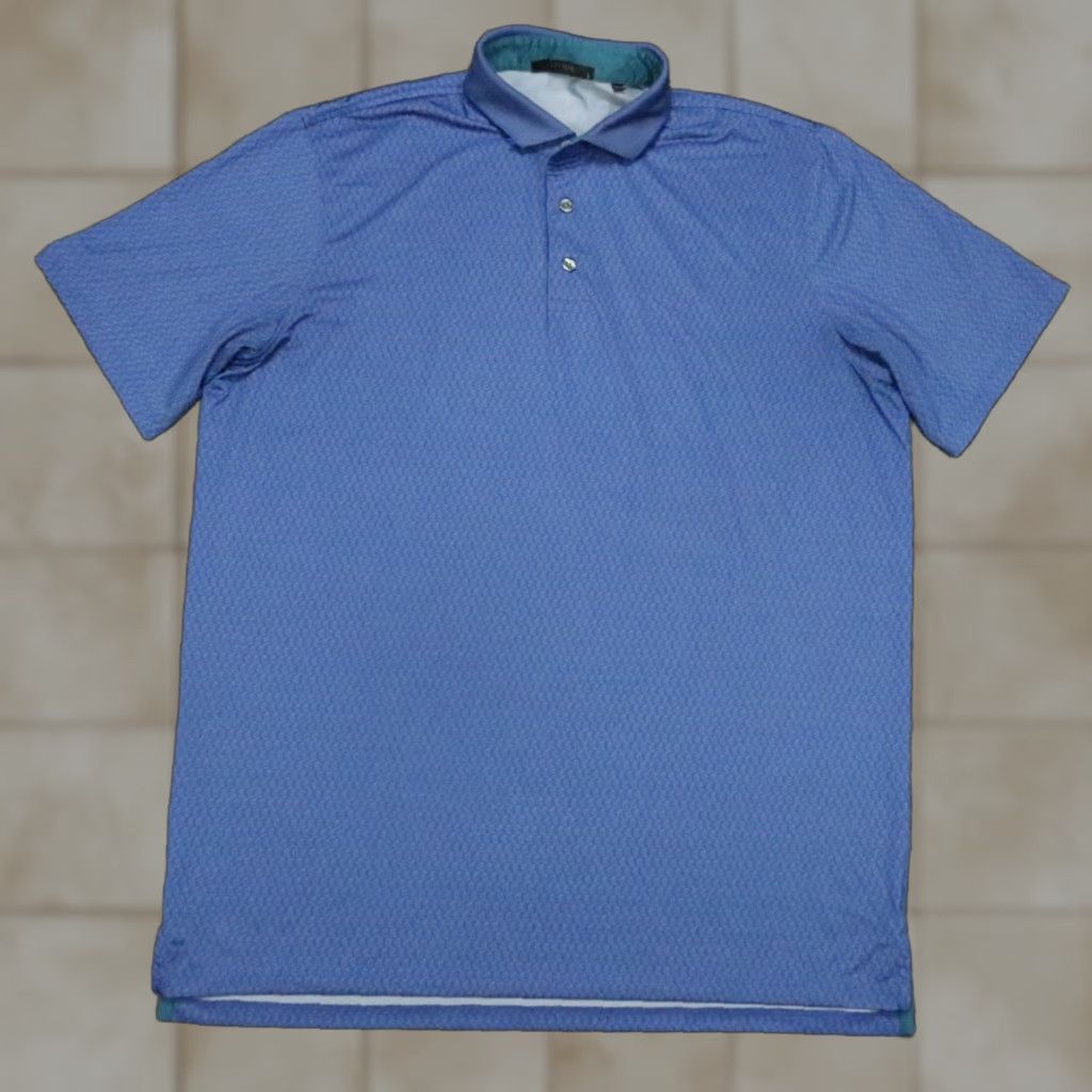 Vintage Greyson Polo Shirt Mens Large Blue Short Sleeve Golf Activewear Lightweight Breathable Stretch Regular Fit 50/50 Blended Fabric Concrete Size US L / EU 52-54 / 3 - 1 Thumbnail