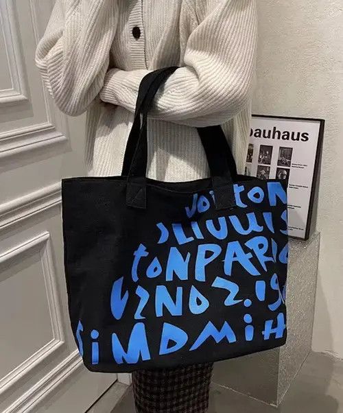 Japanese Brand Fashion graphic canvas tote bag shoulder bag Size ONE SIZE - 4 Thumbnail