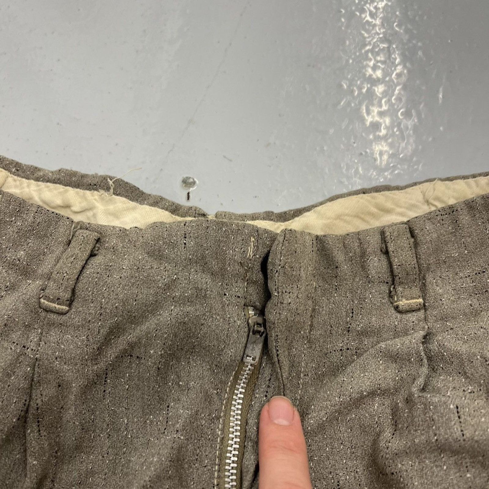 Other Vintage 50s Grey Fleck Distressed Cotton Rayon Pants 24x21 Size 24" / US 00 / IT 34 - 3 Thumbnail
