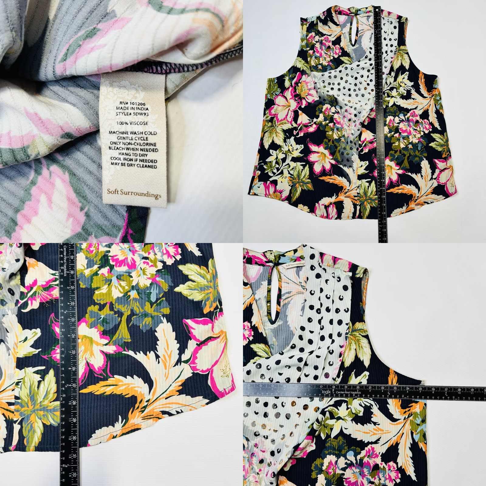 Soft Surroundings Soft Surroundings Flor De Pluma Blouse Top Sleeveless Floral Drape Tank Size 1X Multicolor Women Size XL / US 12-14 / IT 48-50 - 8 Thumbnail