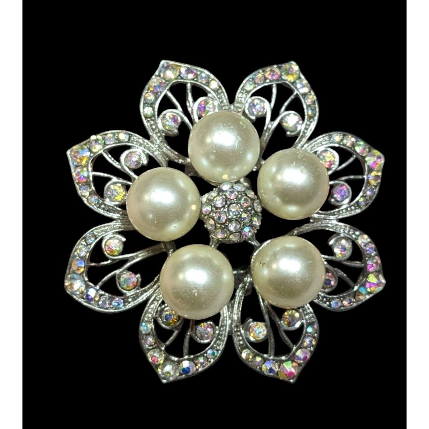 Other Whimsical Fairycore Floral AB Rhinestone Faux Pearl Stretch Size ONE SIZE - 1 Thumbnail