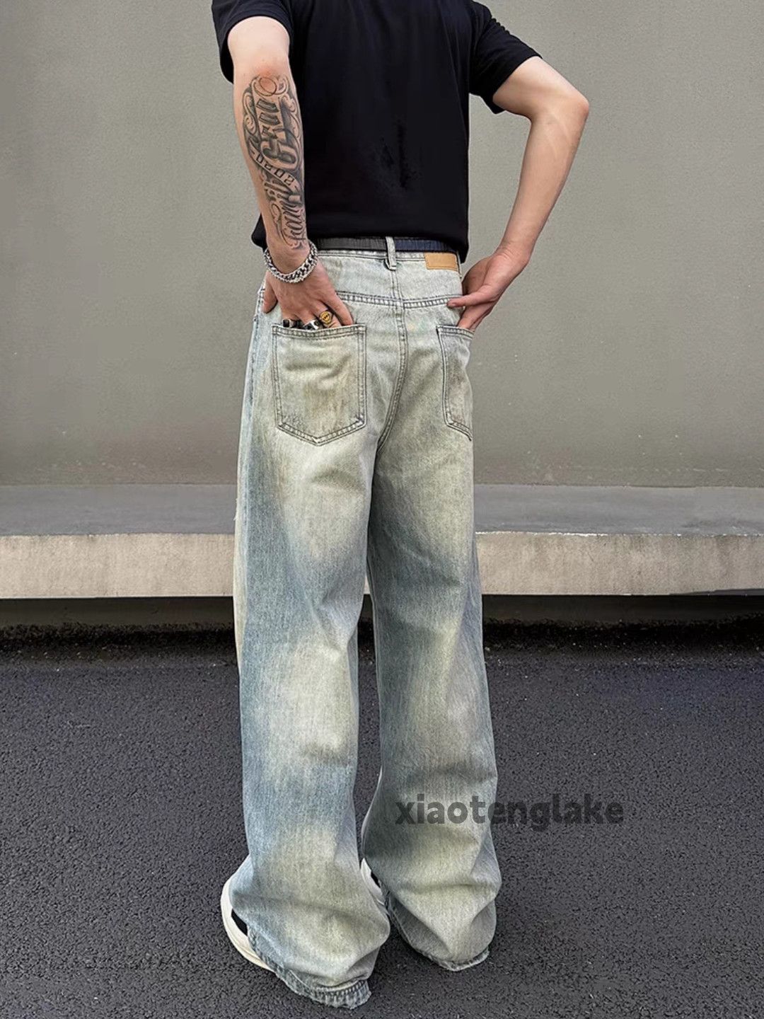 Jean × Vintage washed faded stain rusty paint loose baggy jeans Size US 33 - 4 Thumbnail