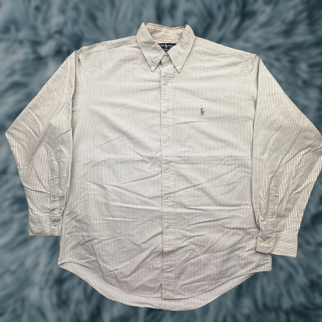 Ralph Lauren VINTAGE Ralph Lauren Yarmouth Button-Down Striped Long Sleeve Shirt Mens XL 52 in Brown Fall Winter Casual Button-Up Mens Energy? Size US XL / EU 56 / 4 - 1 Thumbnail