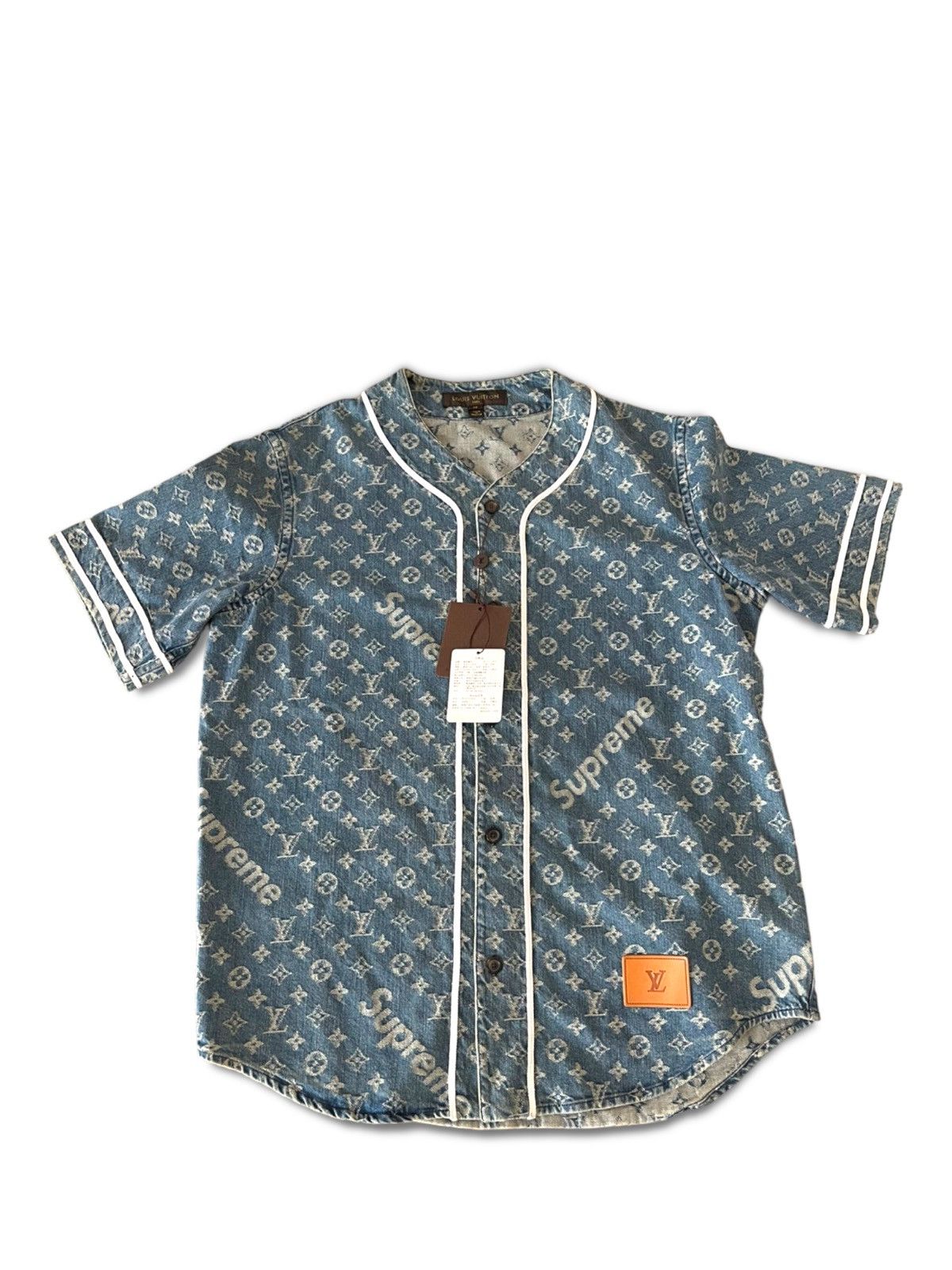 Supreme Louis Vuitton X Supreme XS Baseball Jersey Blue Denim Mono