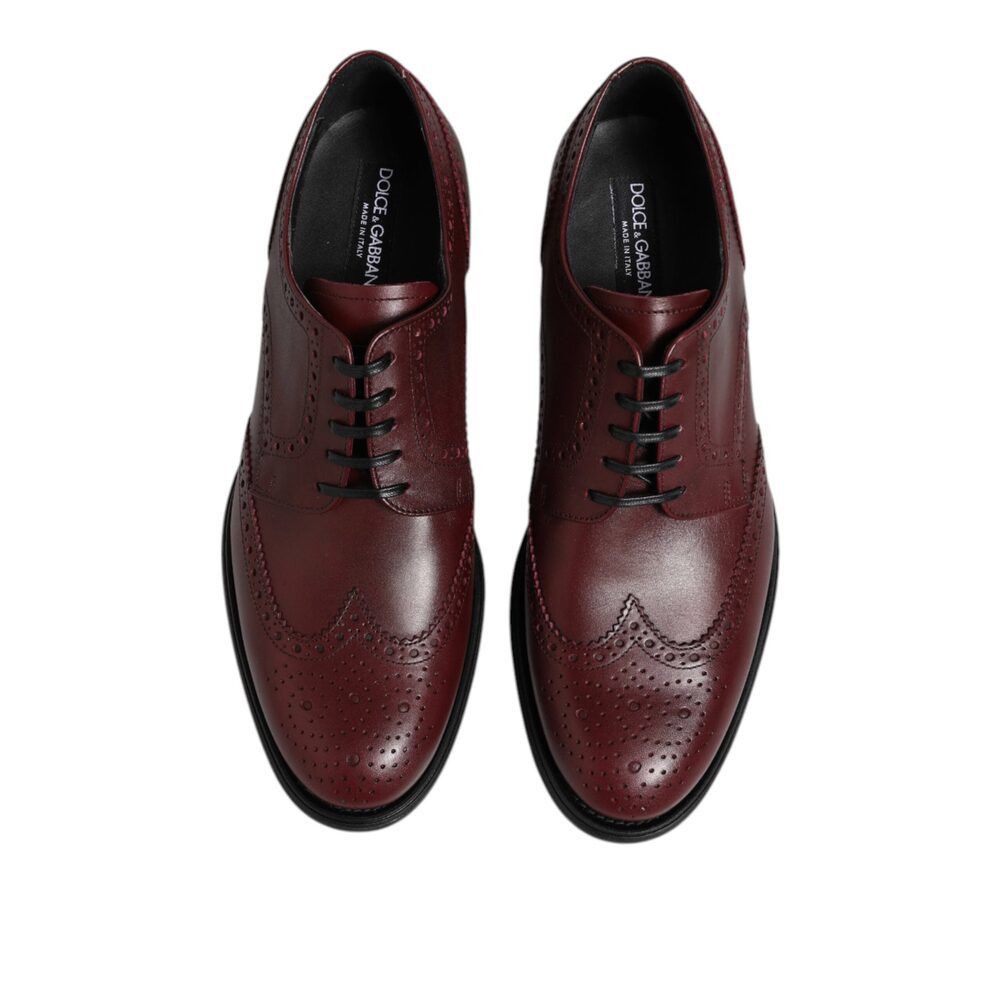 Dolce & Gabbana Dolce & Gabbana Brown Leather Lace Up Derby Dress Shoes Size US 9 / EU 42 - 3 Thumbnail
