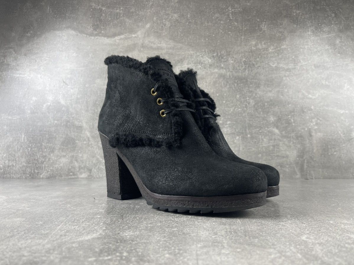 Prada Prada Vintage Shearling Ankle Boots Black Leather Size 40 Size US 10 / IT 40 - 3 Thumbnail