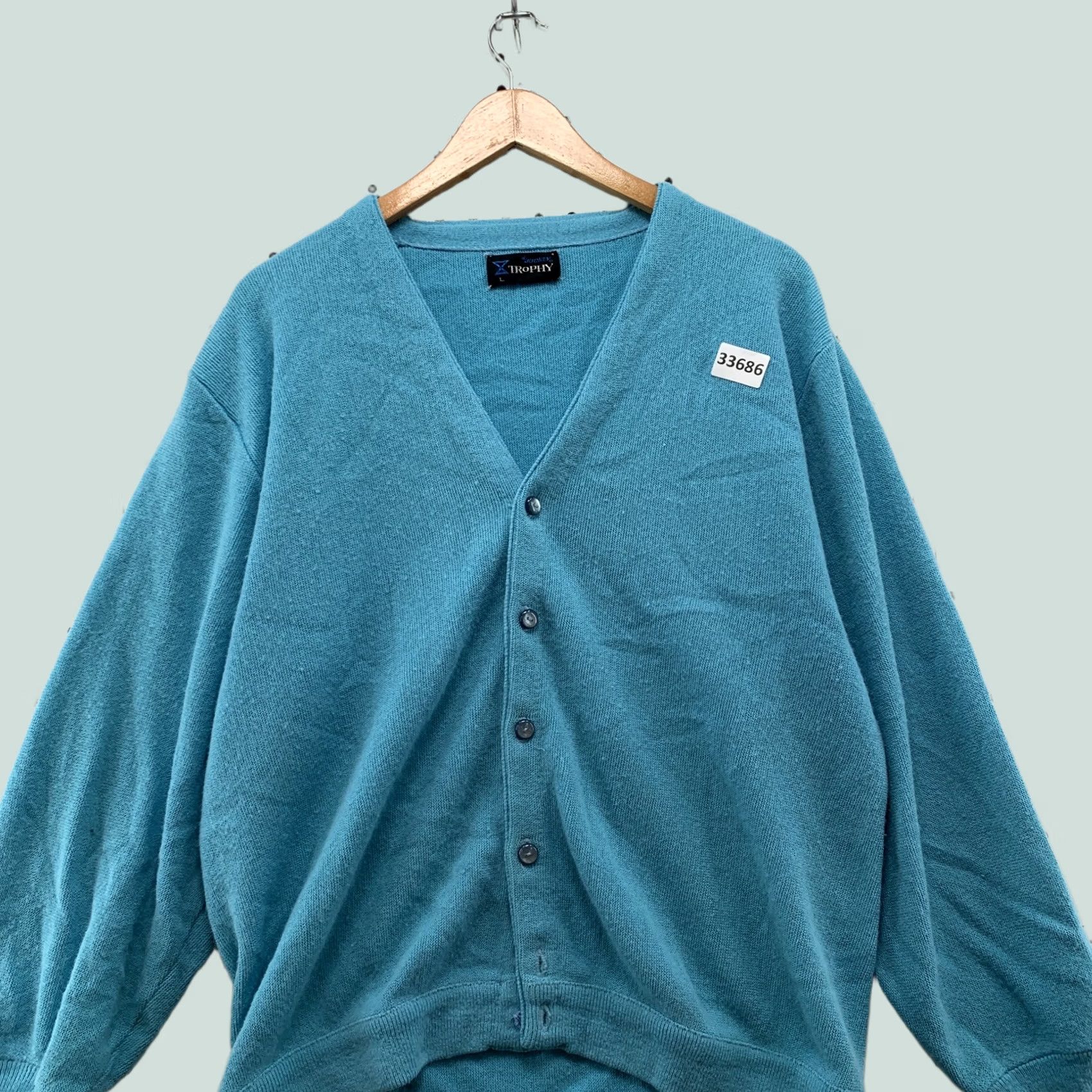 Jockey Vintage Jockey Sweater Cardigan Mens Large Sky Blue Trophy Button 23x25 Size US L / EU 52-54 / 3 - 1 Thumbnail