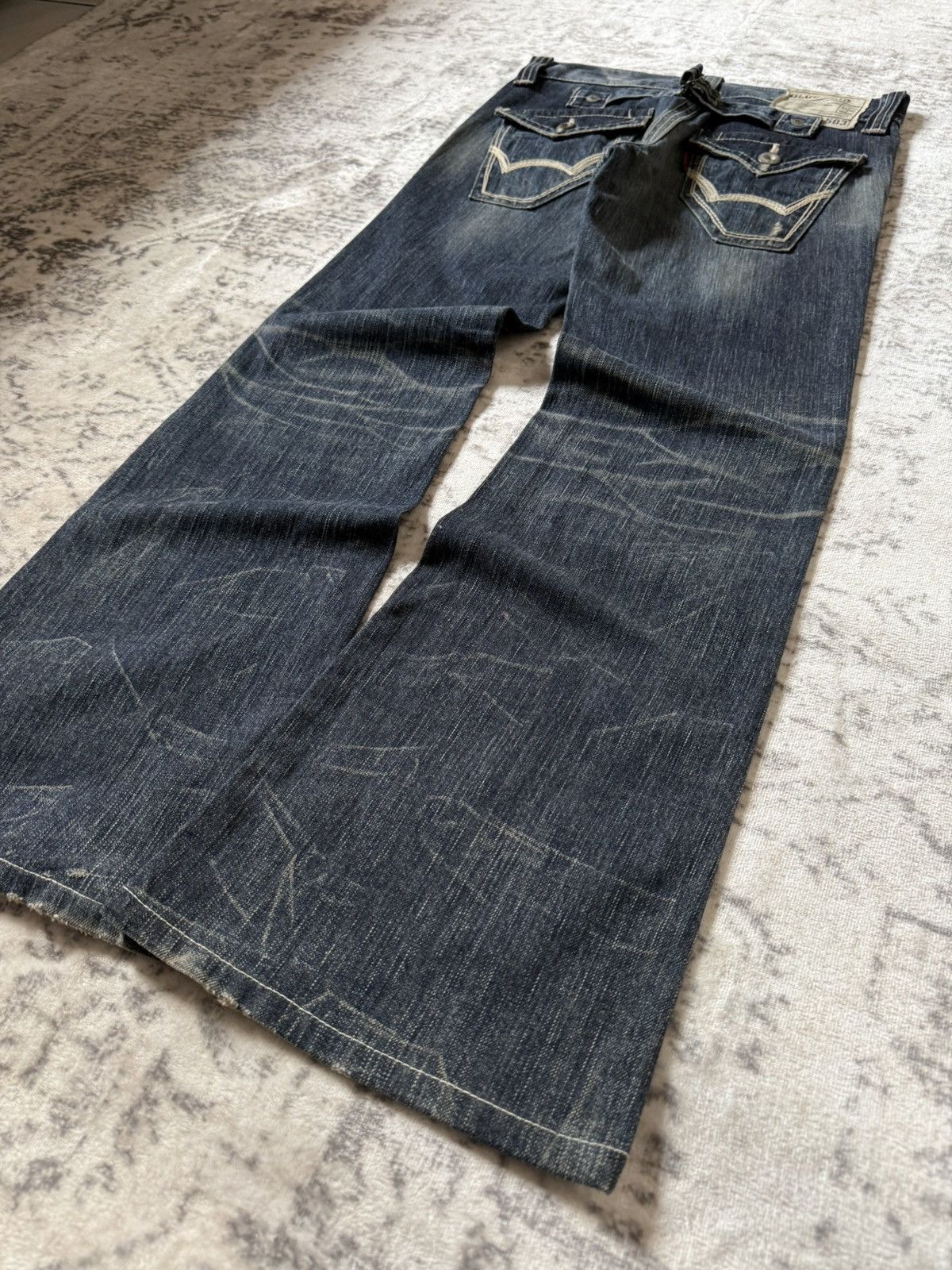 Le Grande Bleu (L.G.B.) Edwin 503 Japan Muddy Wash Flared Jeans Size US 28 / EU 44 - 20 Thumbnail