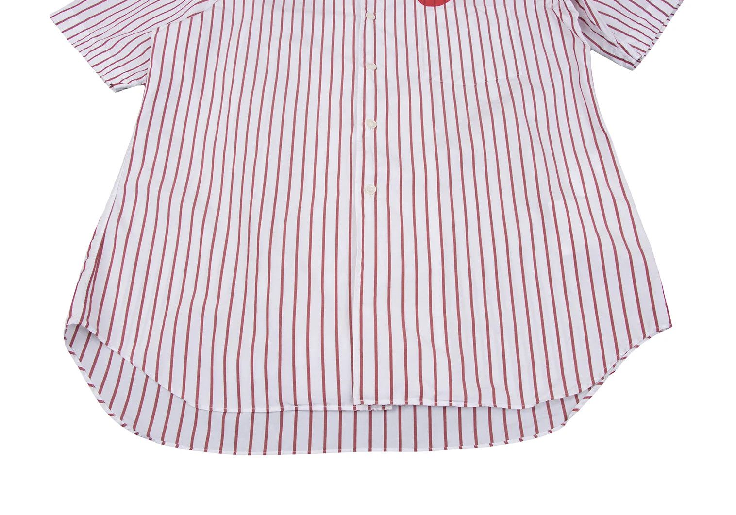 Comme des Garcons Homme Plus Open Collar Striped Logo Print Short Sleeve Shirt White Red Size US M / EU 48-50 / 2 - 10 Thumbnail