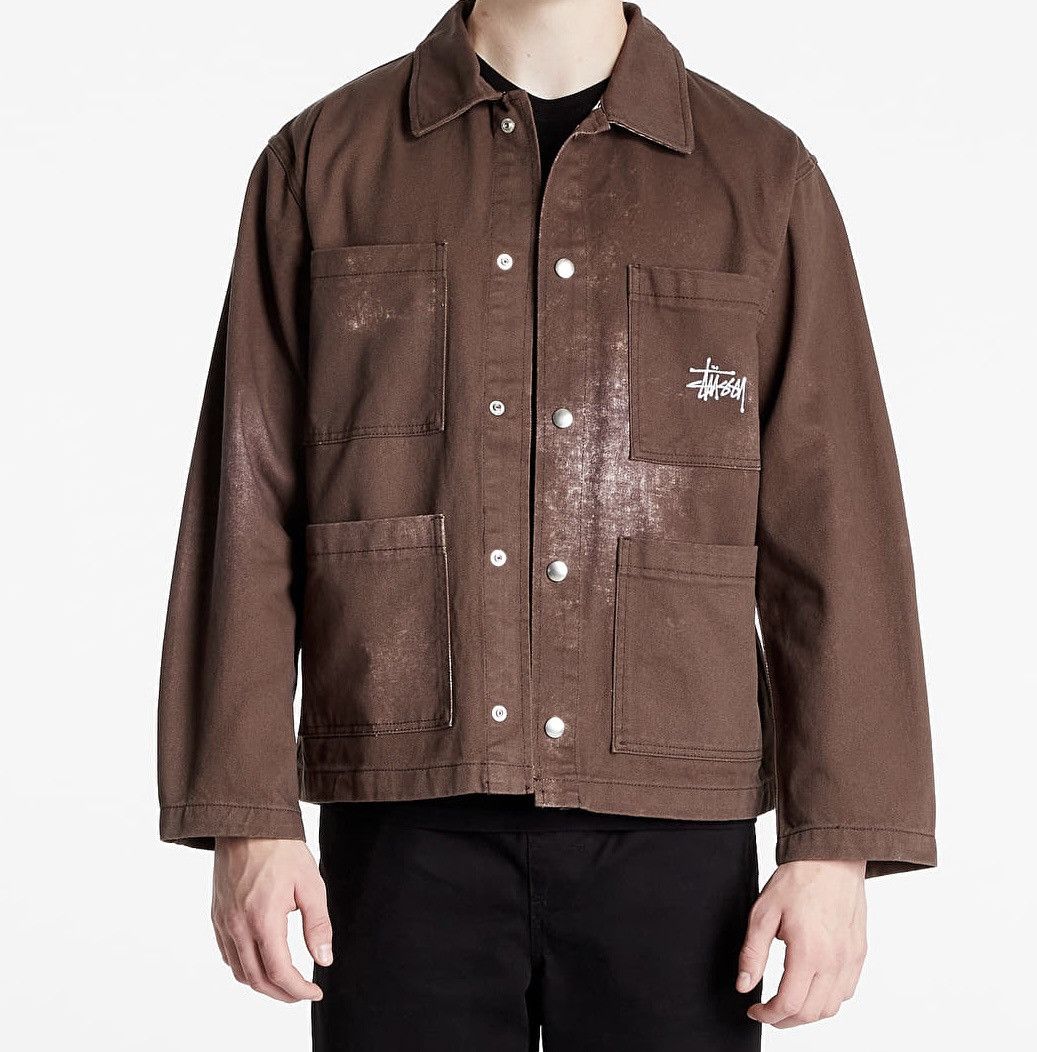 image of Stussy Spotted Bleach Brown Chore 4 Pocket Jacket, Men's (Size Small)