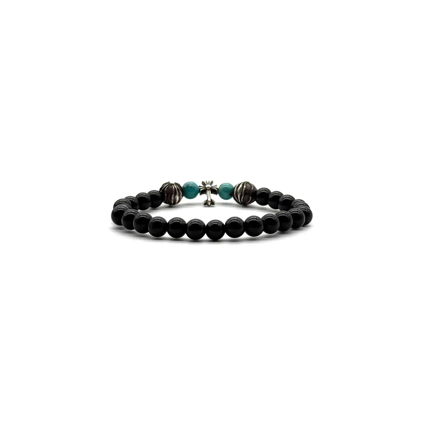 Chrome Hearts Chrome Hearts 6mm Obsidian Silver Cross Beaded Bracelet Size ONE SIZE - 3 Thumbnail