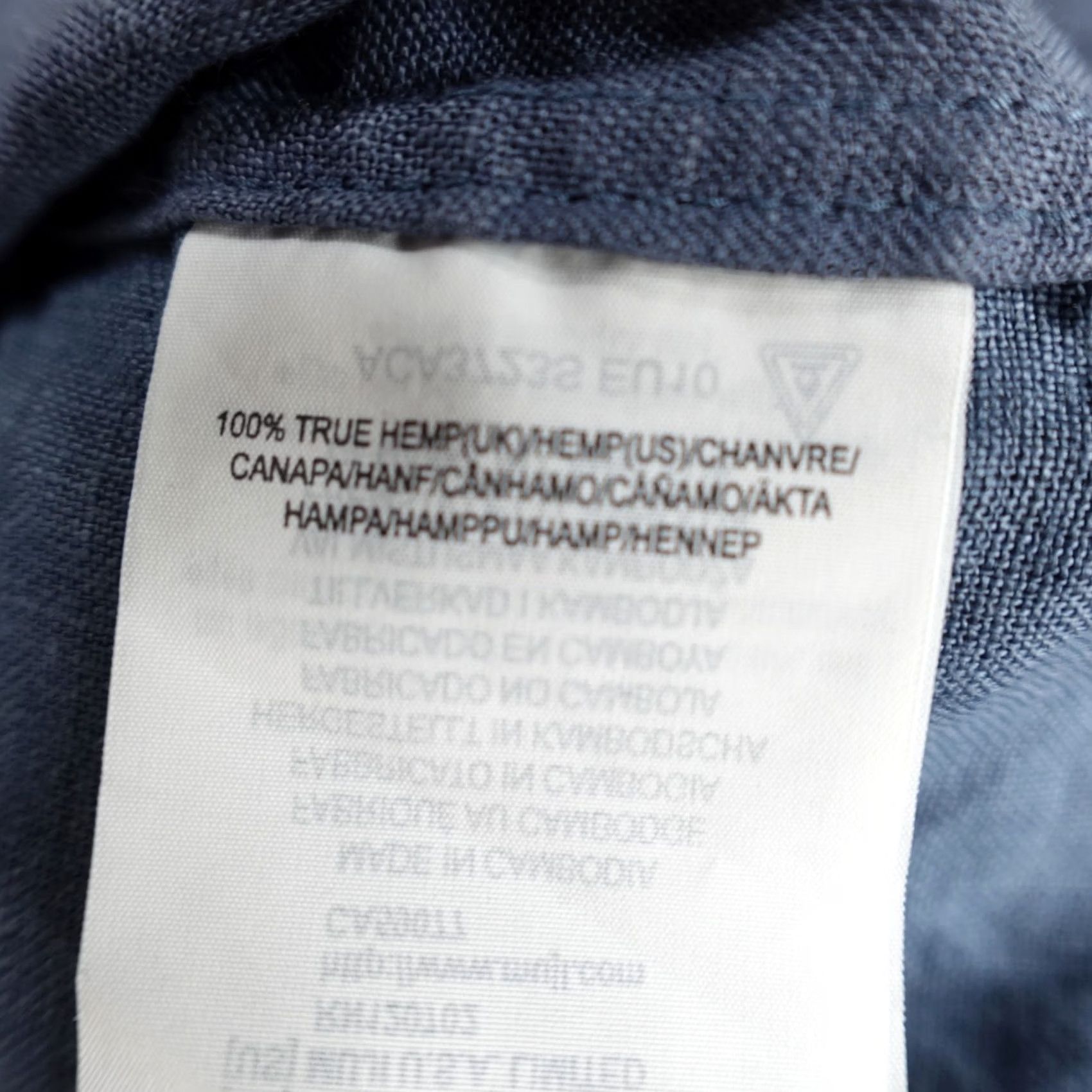 Muji MUJI Mens Shirt Large Blue Two Tone 100% Hemp Band Collar Long Sleeve Casual Button Size US L / EU 52-54 / 3 - 6 Thumbnail