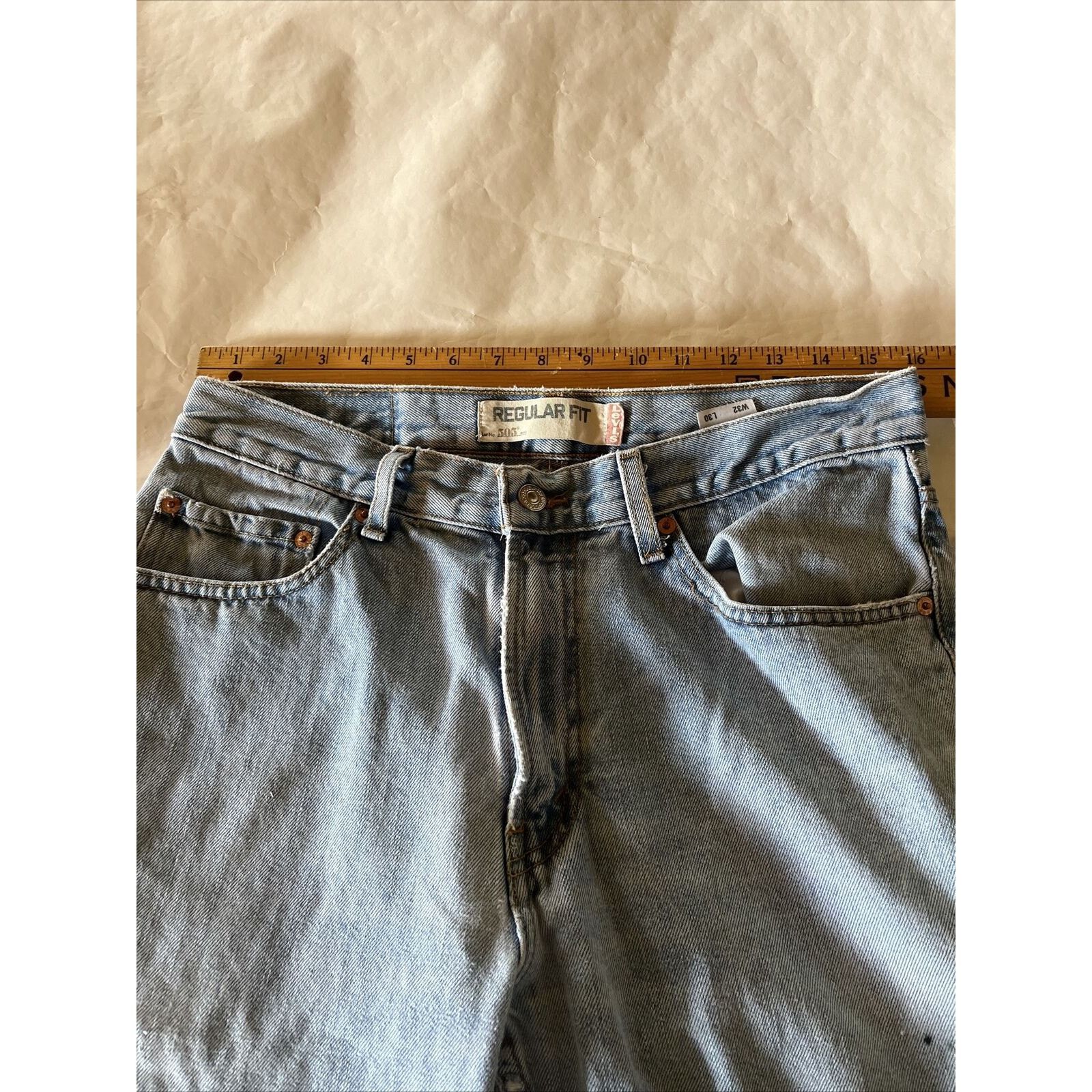 Levi's Levi’s 505 Jeans Mens 32x30 Light Wash Denim Cotton Blue Size US 32 / EU 48 - 3 Thumbnail