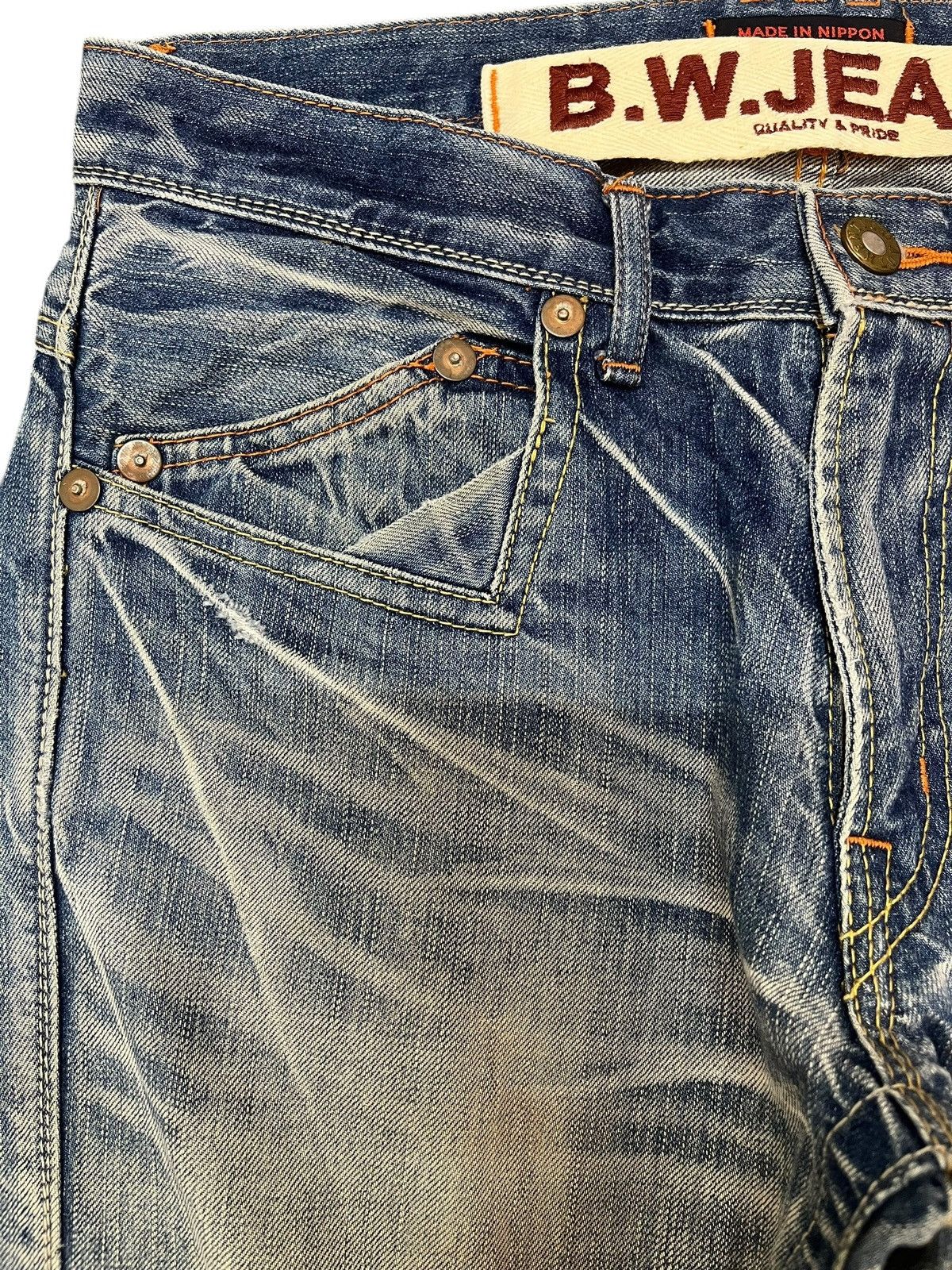 Japan Blue × Le Grande Bleu (L.G.B.) Vintage Blue Way Whiskers Grunge Faded Denim Size US 30 / EU 46 - 6 Thumbnail