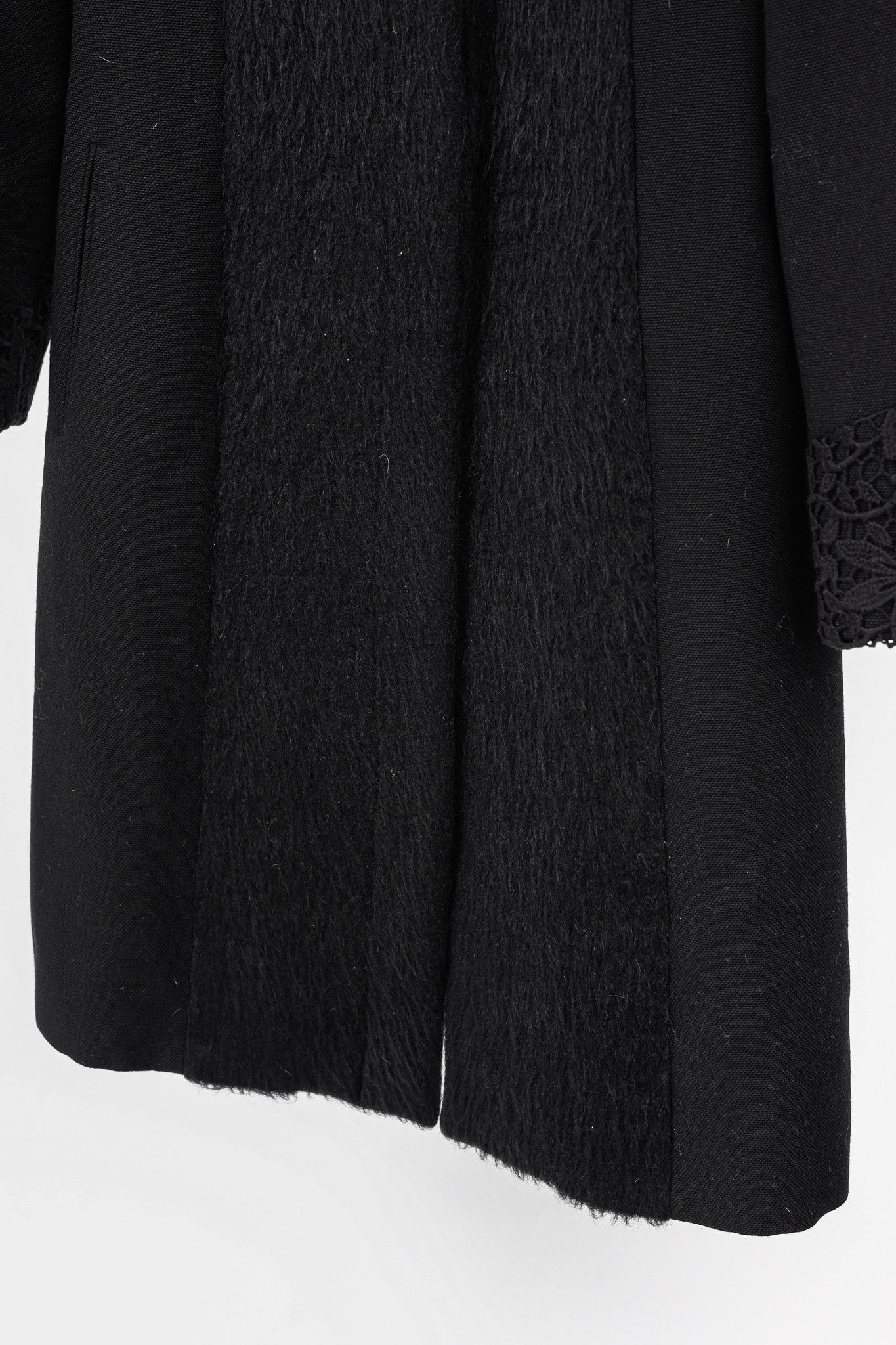 Versus Versace Versus Versace Black Fuzzy Wool Lace-Trim Coat Size S / US 4 / IT 40 - 8 Thumbnail