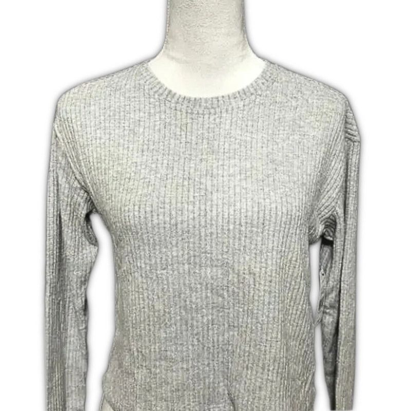 Other Black Tape Sweater Ribbed Cropped Long Sleeve Gray XS NWT Size XS / US 0-2 / IT 36-38 - 3 Thumbnail