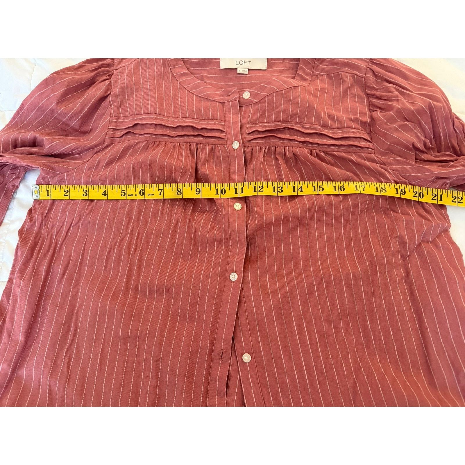 Loft LOFT Pink Pinstripe Blouse 100% Cotton - Size Large Size L / US 10 / IT 46 - 1 Thumbnail