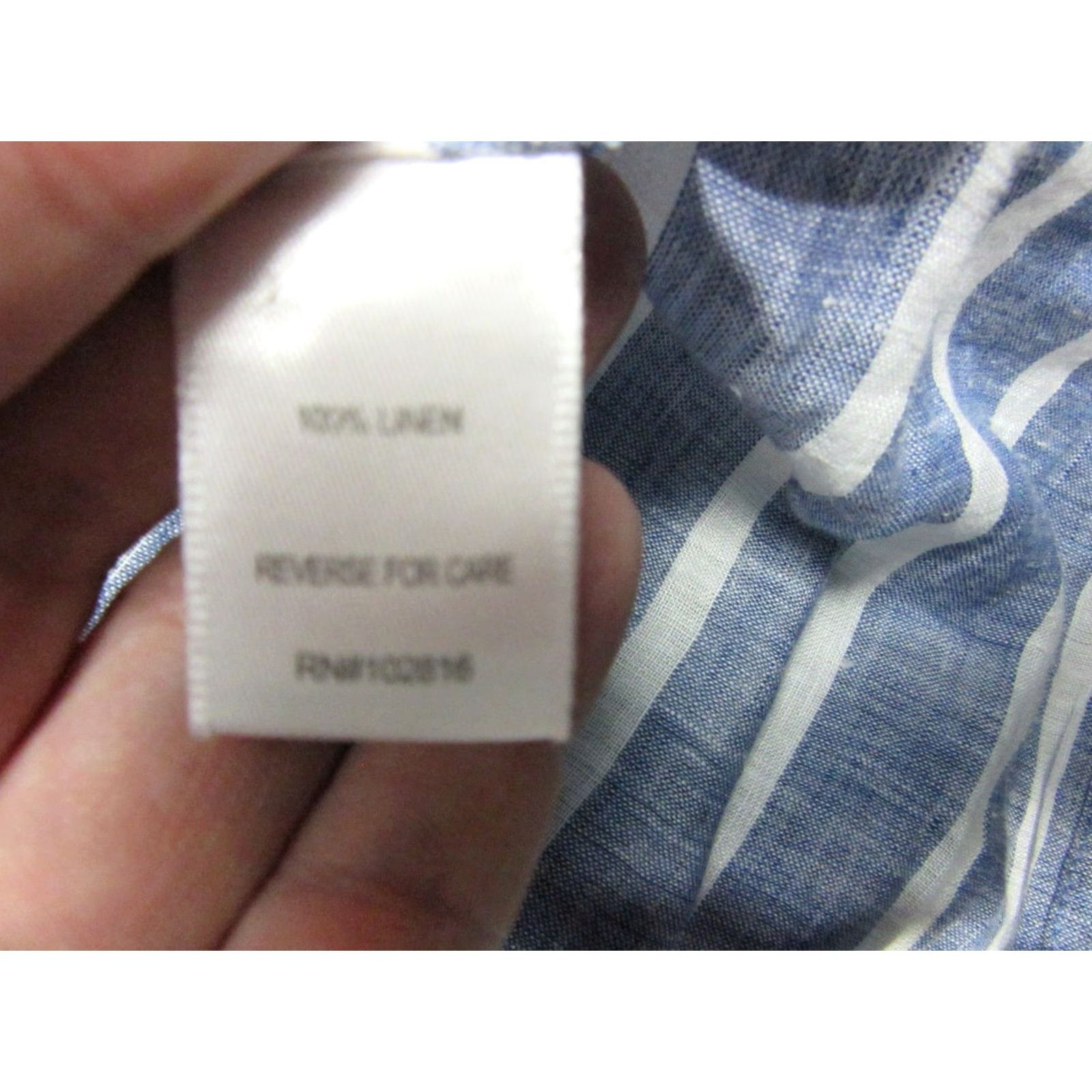 Vintage Garnet Hill Shirt Dress Womens Medium Blue White Striped Linen Button Up Collared Side Slit Casual Size M / US 6-8 / IT 42-44 - 5 Thumbnail