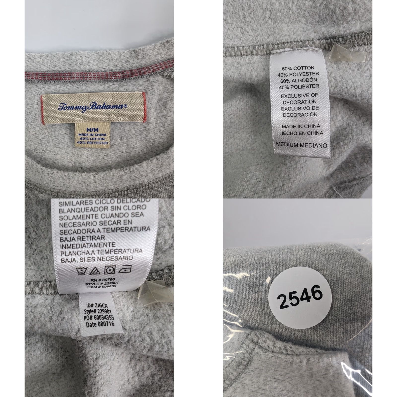 Tommy Bahama Tommy Bahama Sweatshirt Men M Grey Marlin Logo Fleece Pullover Crew Neck Size US M / EU 48-50 / 2 - 8 Thumbnail