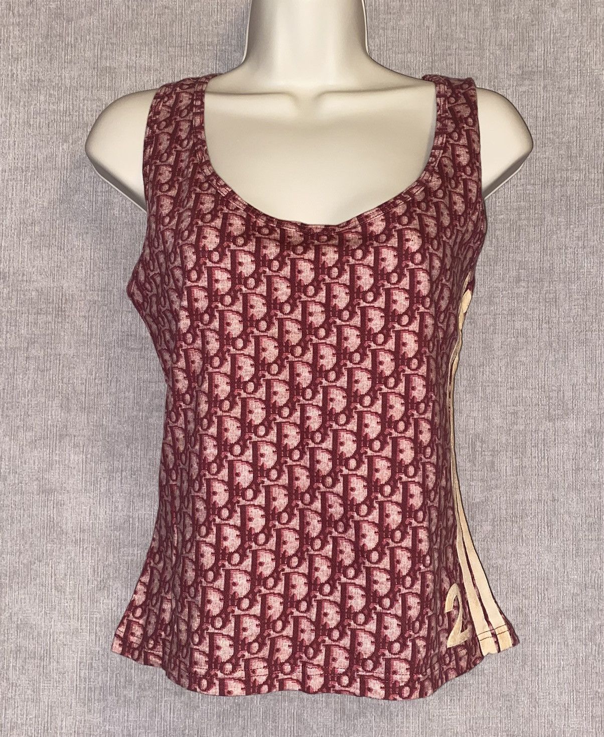 Dior × Vintage Christian Dior RED Oblique monogram Tank top Size L / US 10 / IT 46 - 1 Thumbnail