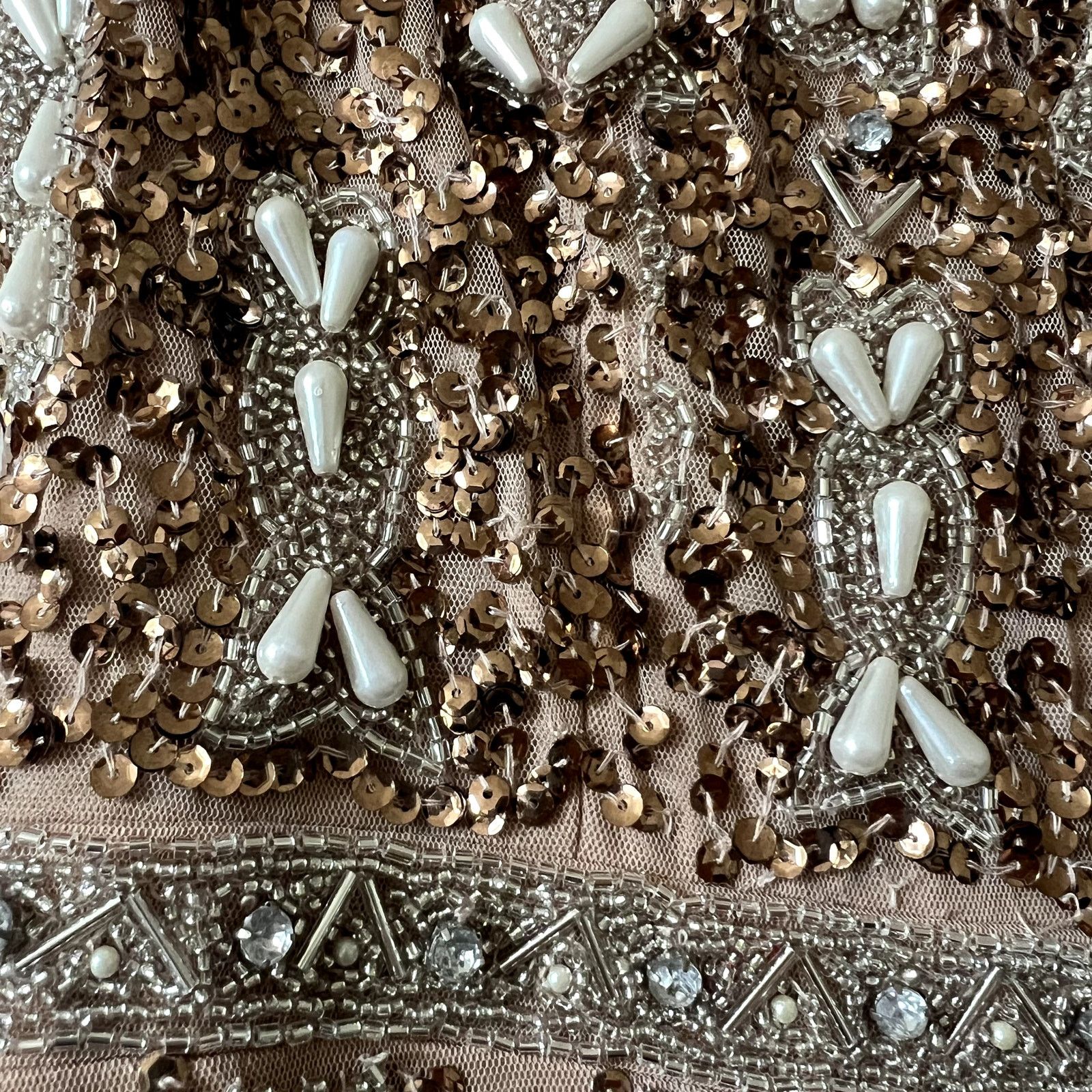 MACH & MACH Mac Duggal Cocktail Dress Heavily Beaded brown midi dress Size M / US 6-8 / IT 42-44 - 7 Thumbnail