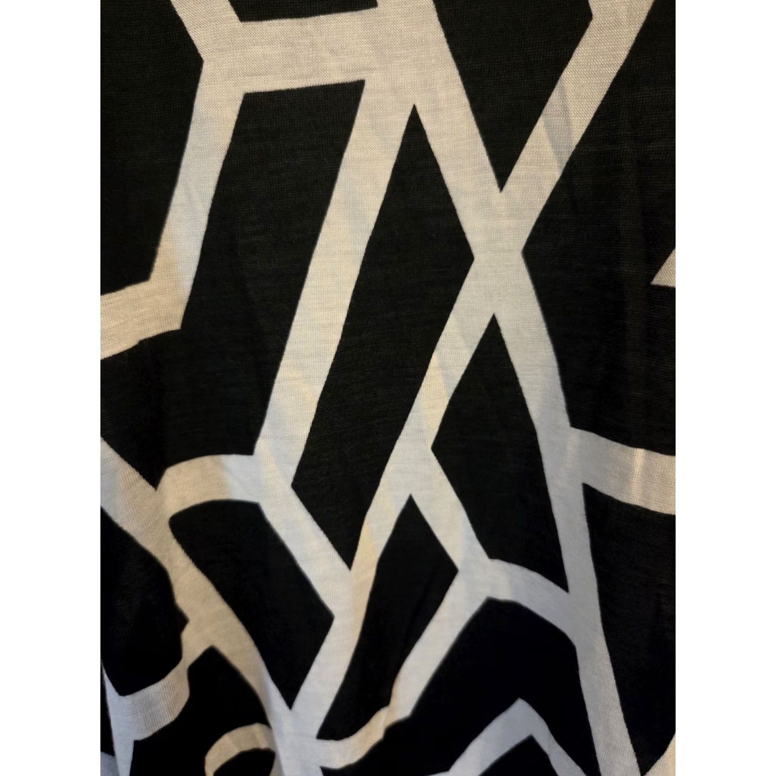 Vintage Ellos Black White Abstract Geometric Tunic Top Oversized 2X Women Size XXL / US 16-18 / IT 52-54 - 4 Thumbnail