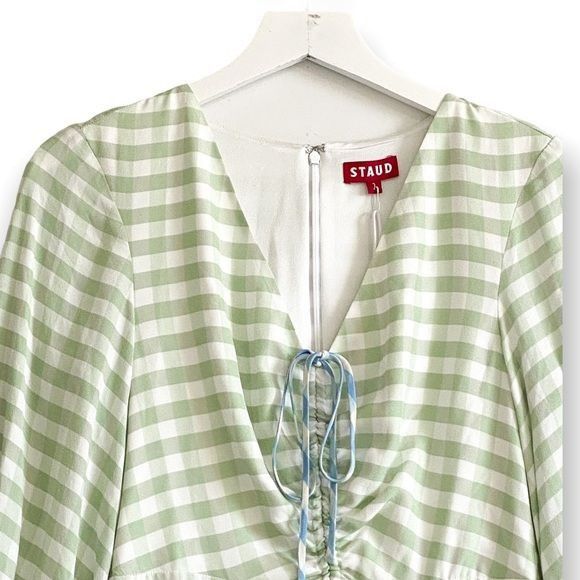 Staud STAUD Olivier Gingham Mini Dress Green Blue Size 2 NWT Size XS / US 0-2 / IT 36-38 - 5 Thumbnail