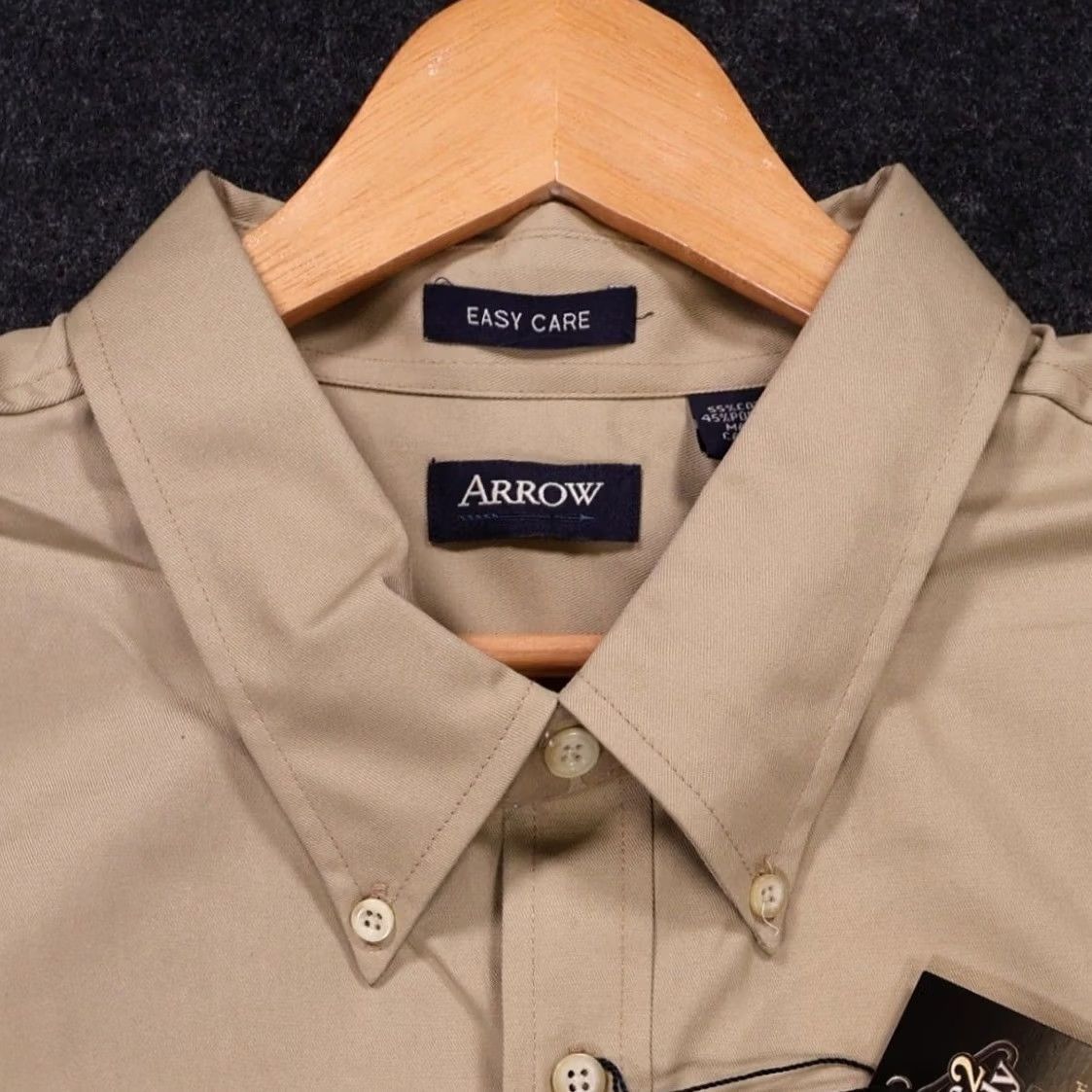 Arrow VINTAGE Arrow Button Down Shirt Mens XXL Tan Easy Care Long Sleeve Size US XXL / EU 58 / 5 - 5 Thumbnail