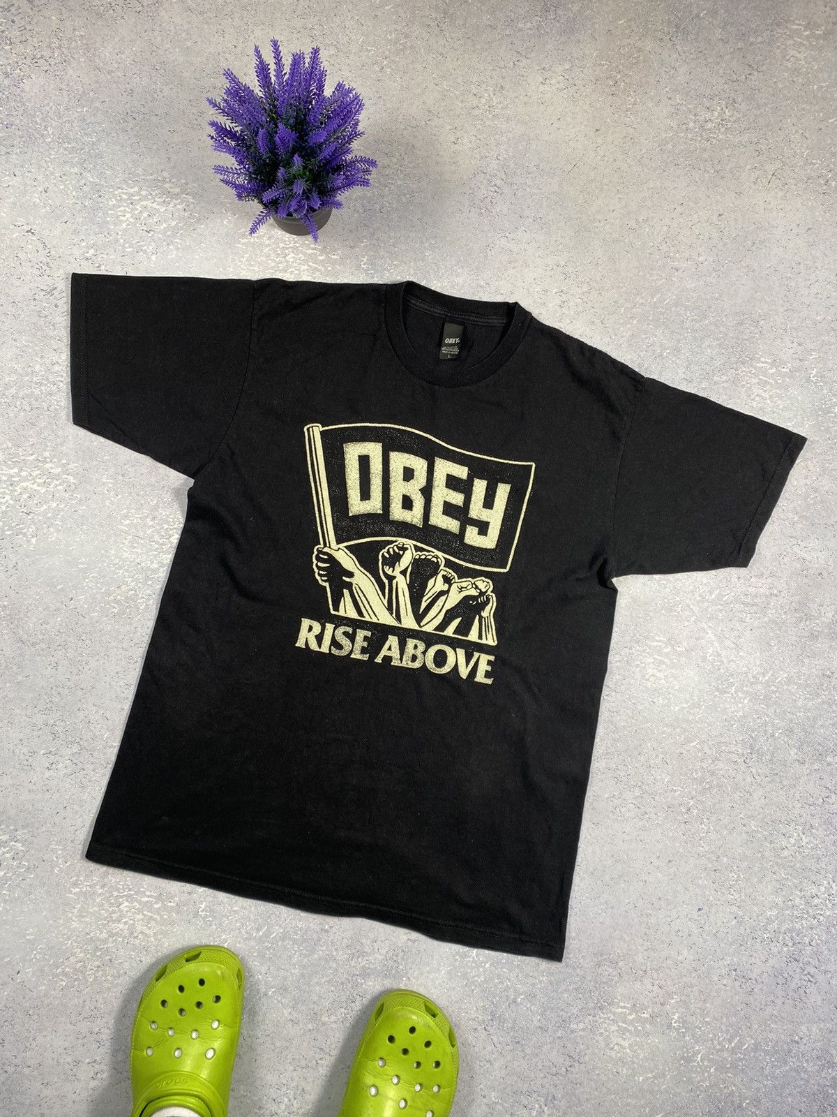 Obey × Vintage Vintage Black Obey Rise Above Men’s T-Shirt Size L Size US L / EU 52-54 / 3 - 1 Thumbnail