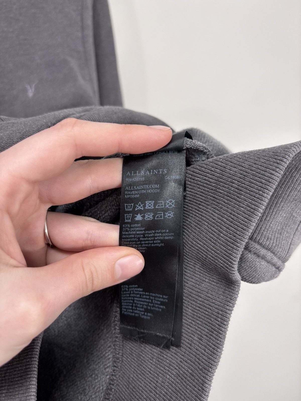 Allsaints AllSaints Raven OTH Men’s Grey Hoodie Pullover Sweatshirt Size US S / EU 44-46 / 1 - 11 Thumbnail