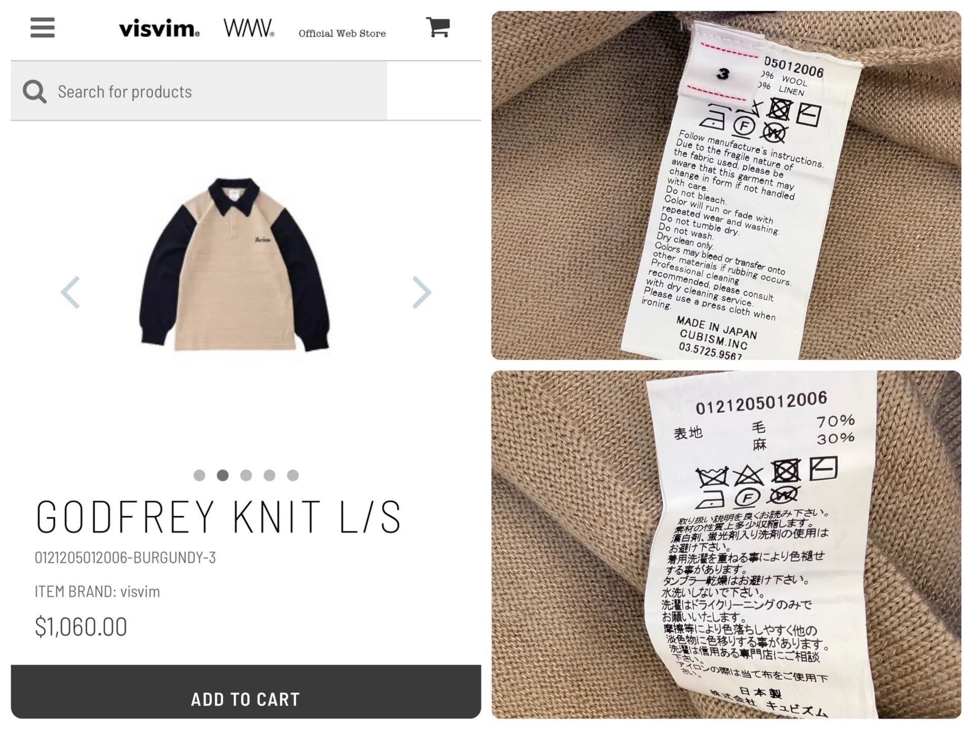Visvim VISVIM 22ss GODFREY Knit L/S Navy Oat Colorblock Size US L / EU 52-54 / 3 - 7 Thumbnail