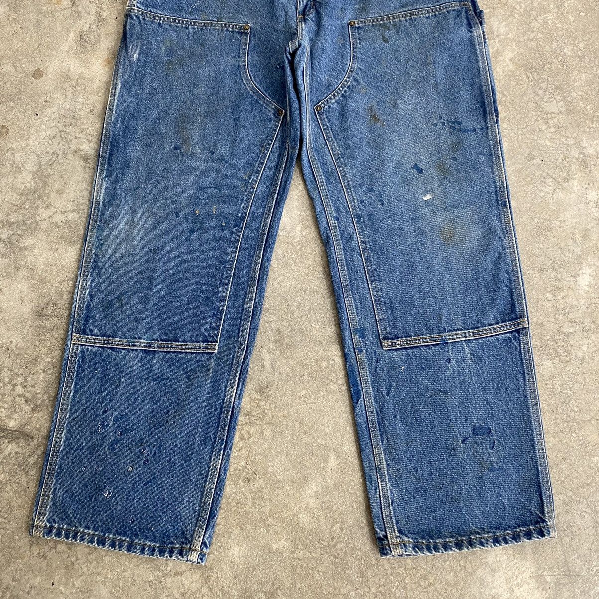 Carhartt VTG Carhartt Double Knee Faded Blue Dirty Carpenter Denim Size US 38 / EU 54 - 3 Thumbnail