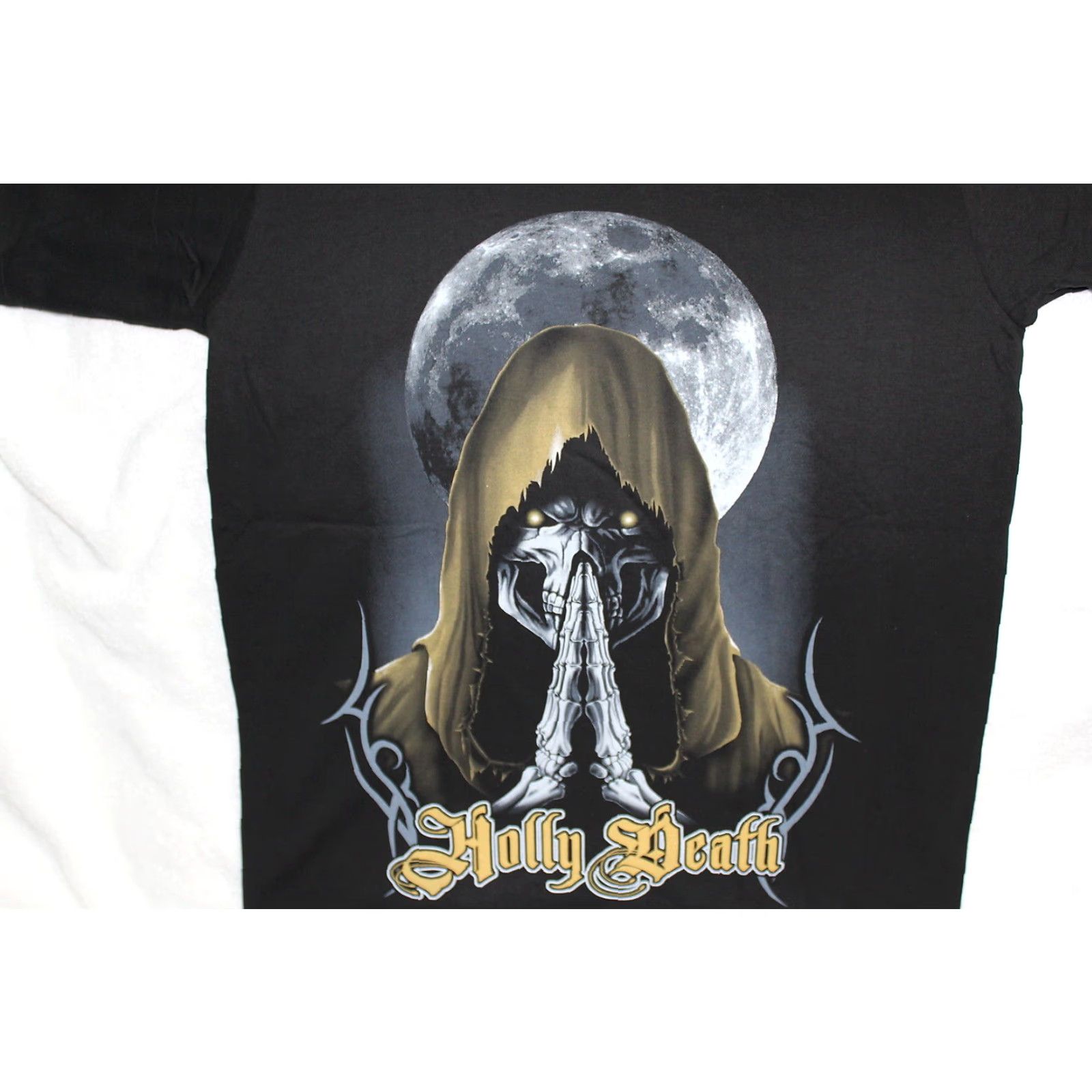 Vintage C&H Men Large Graphic T-Shirt Grim Reaper Skeleton Moon Holly Death Short Sleeve Black 100% Cotton Size US L / EU 52-54 / 3 - 2 Thumbnail
