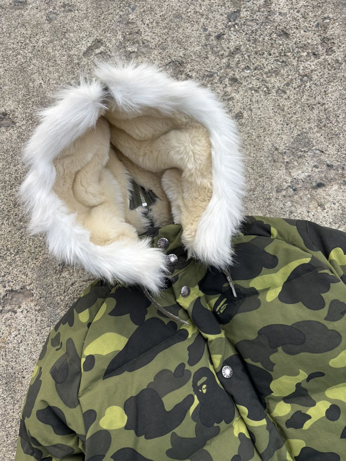 Bape Bape 1st camo down jacket with fawx fur hood Size US XS / EU 42 / 0 - 6 Thumbnail
