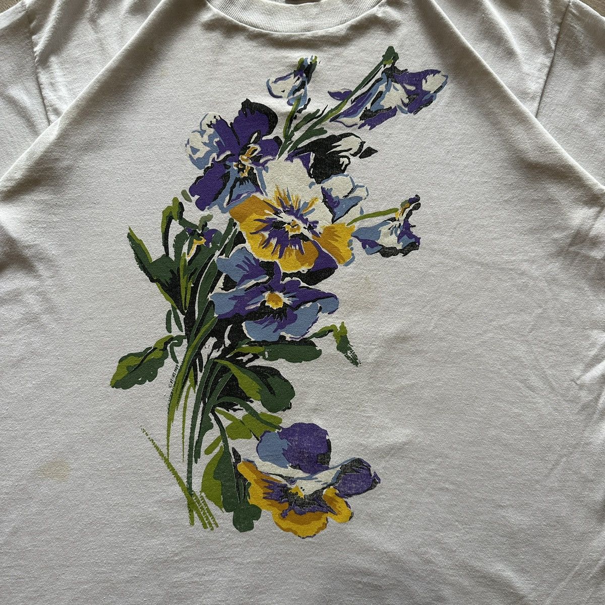 Vintage vintage white floral tshirt Size XL / US 12-14 / IT 48-50 - 2 Thumbnail