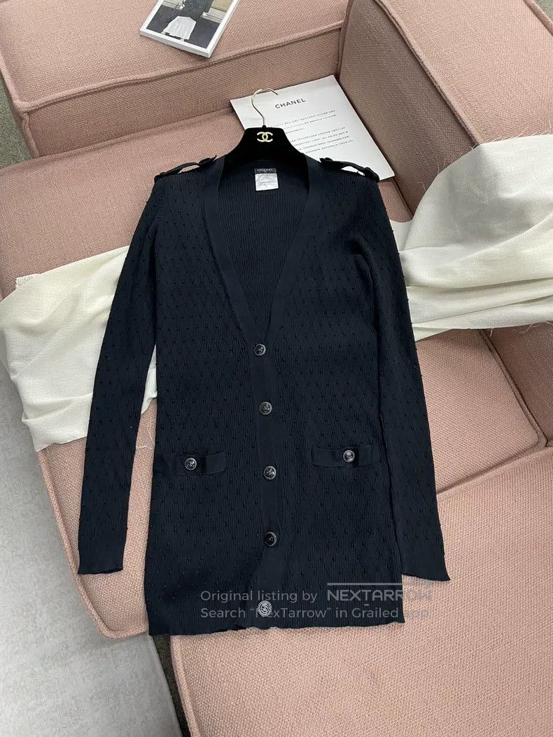 Chanel Black knitted cardigan coat