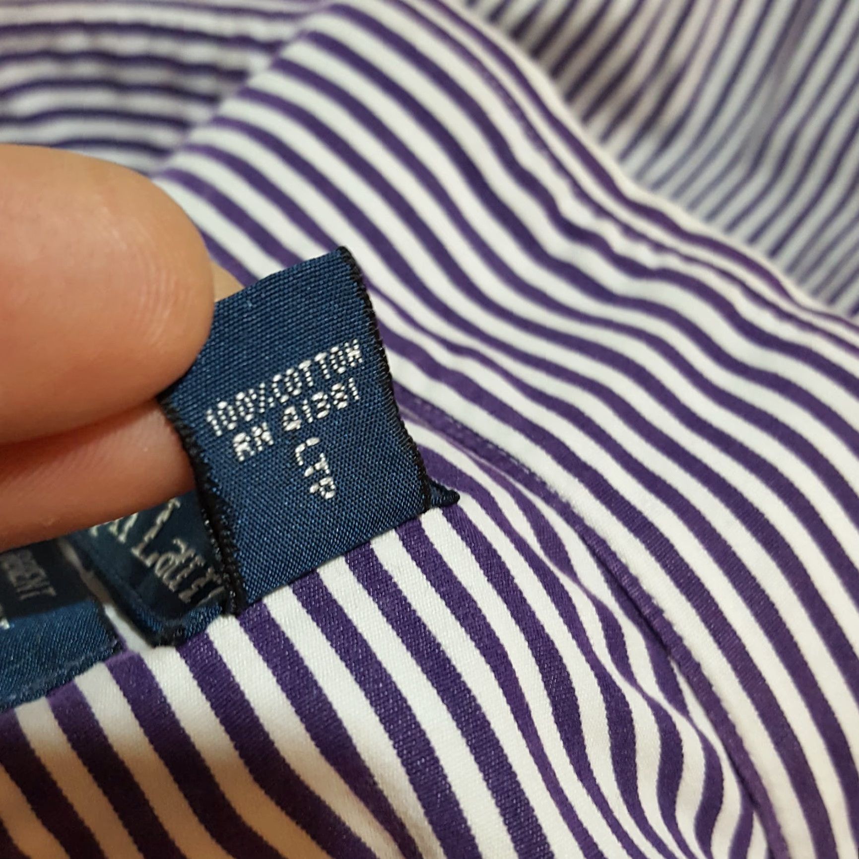 Polo Ralph Lauren VINTAGE Polo Ralph Lauren Purple Striped Button-Up Shirt Men's Medium Collared Long Sleeve Preppy 90s Size US M / EU 48-50 / 2 - 7 Thumbnail