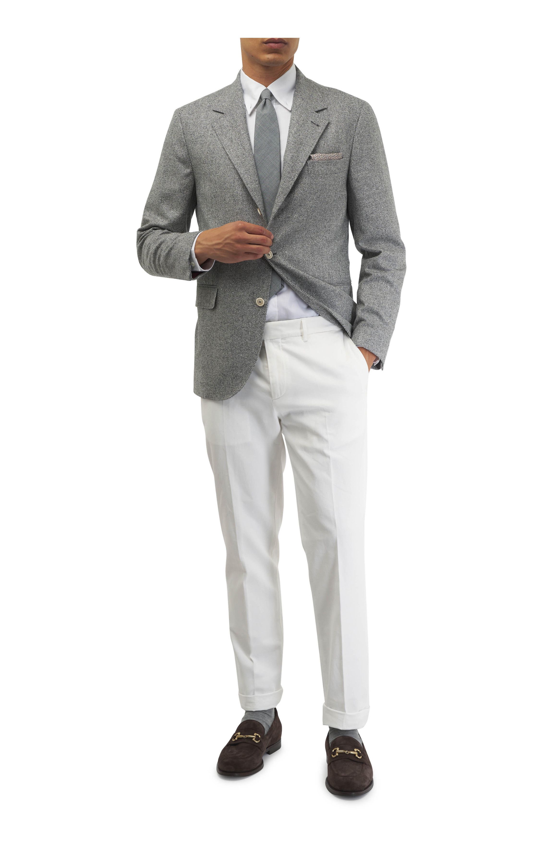 Brunello Cucinelli o1mtch0225 Wool Blended Sportcoat in Light Grey Size US XL / EU 56 / 4 - 4 Thumbnail